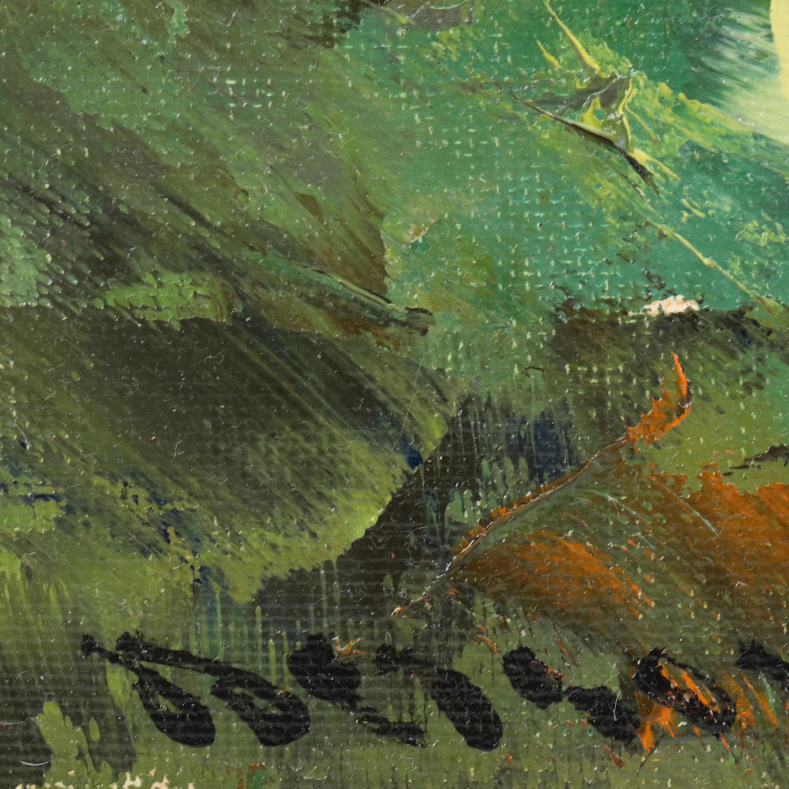 Woodland Landscape Oil Painting, Circa 2000