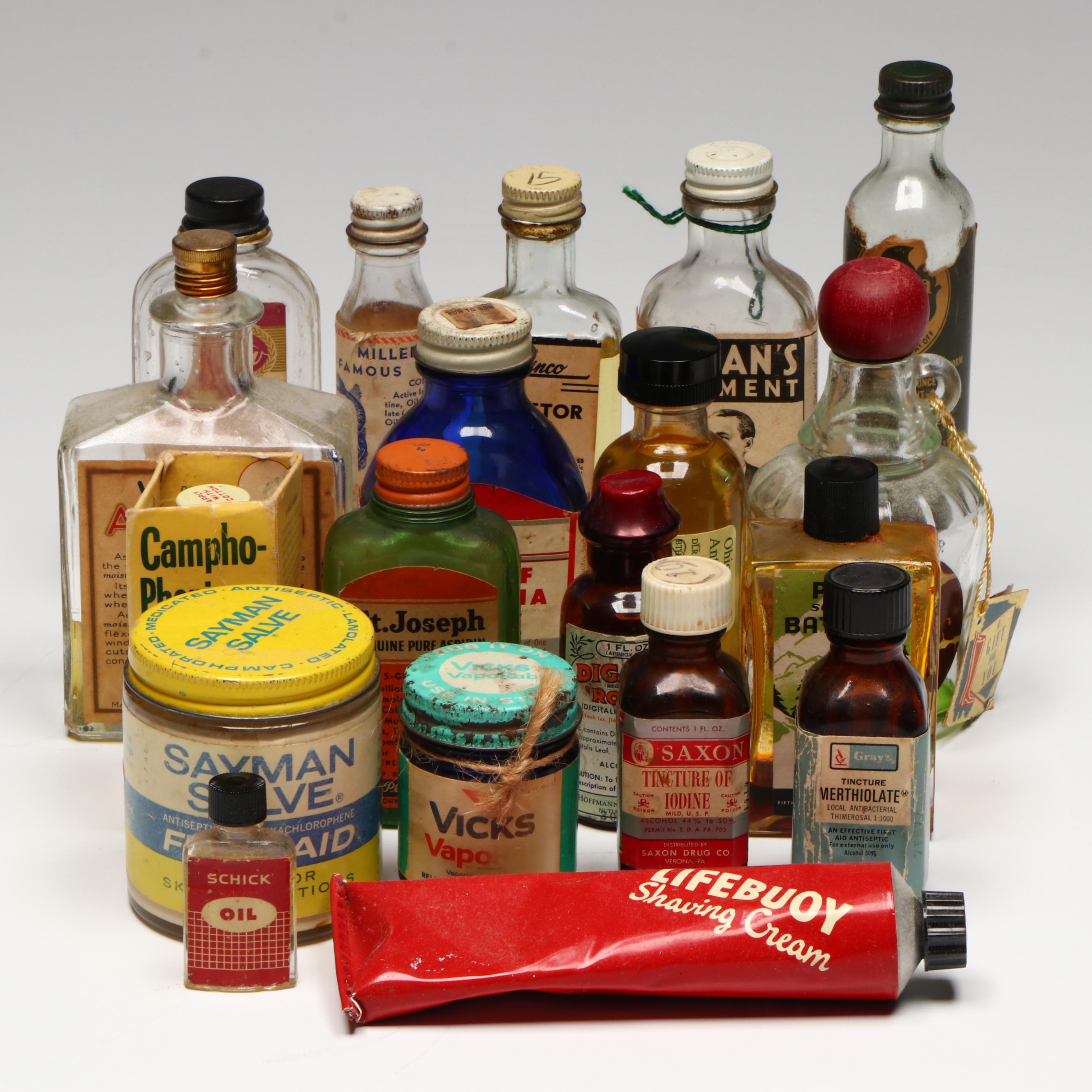 Vintage Vicks Vaporub, Omega Oil, Aniseptic and Other Medicines