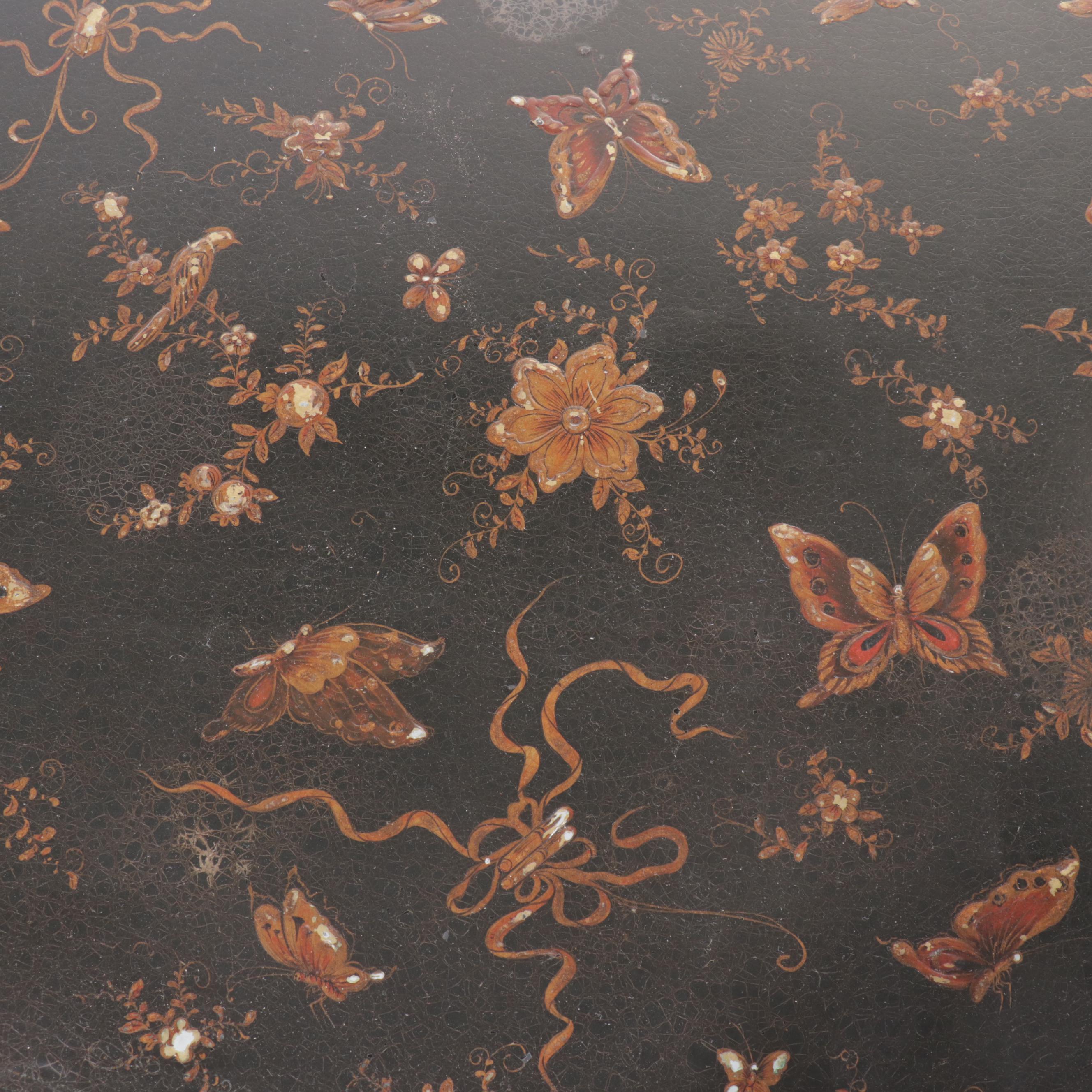 Chinoiserie Style Bronze Coffee Table with Butterfly Motifs