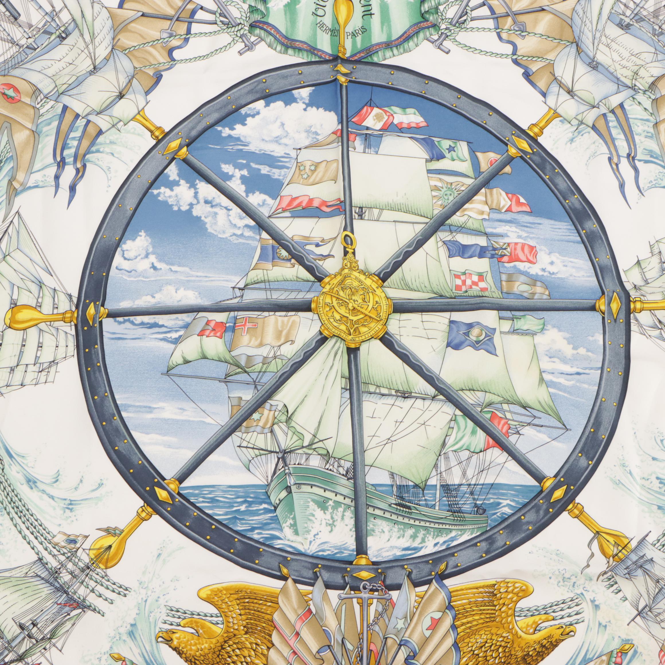 Hermès "Vive Le Vent" Scarf 90 in Silk Twill