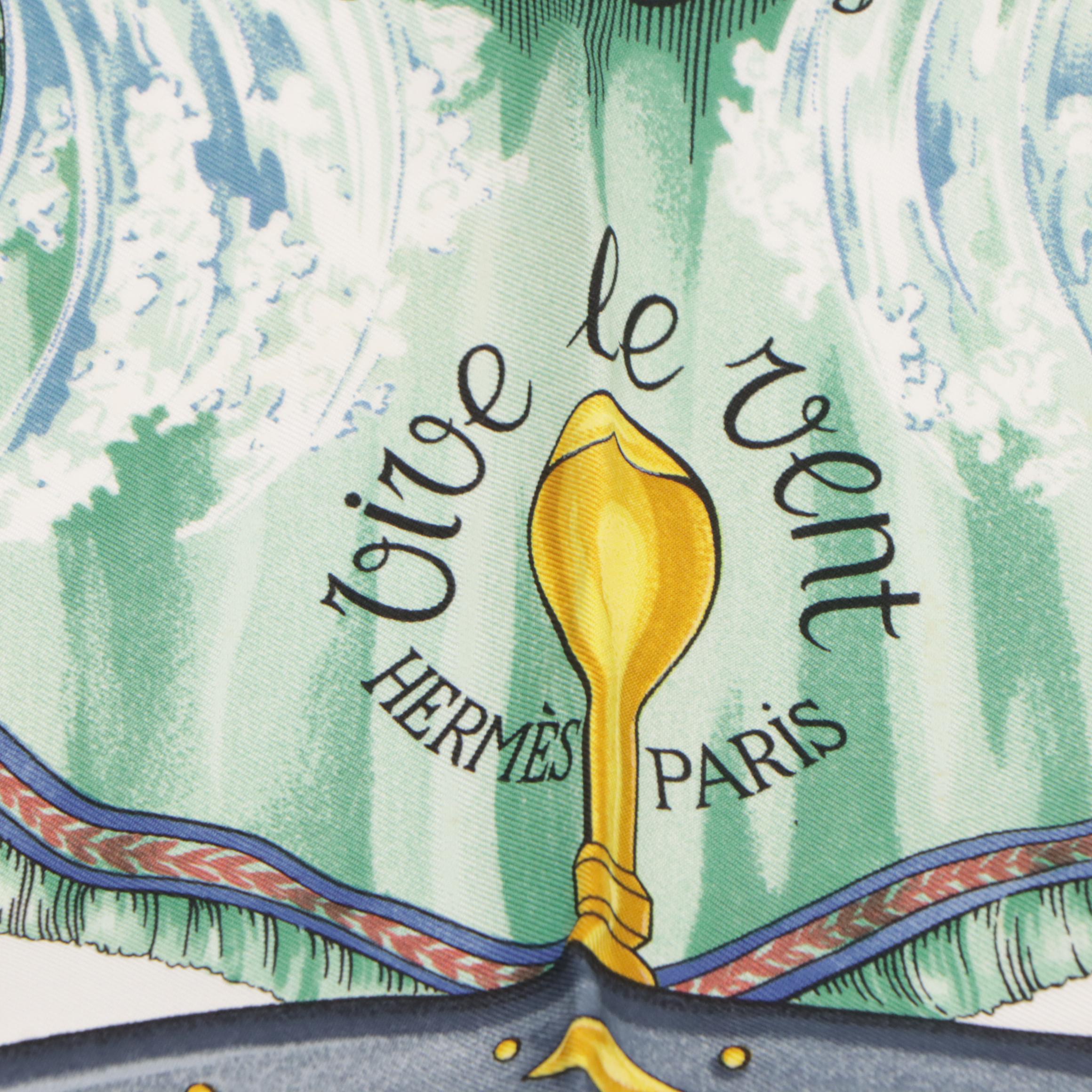 Hermès "Vive Le Vent" Scarf 90 in Silk Twill