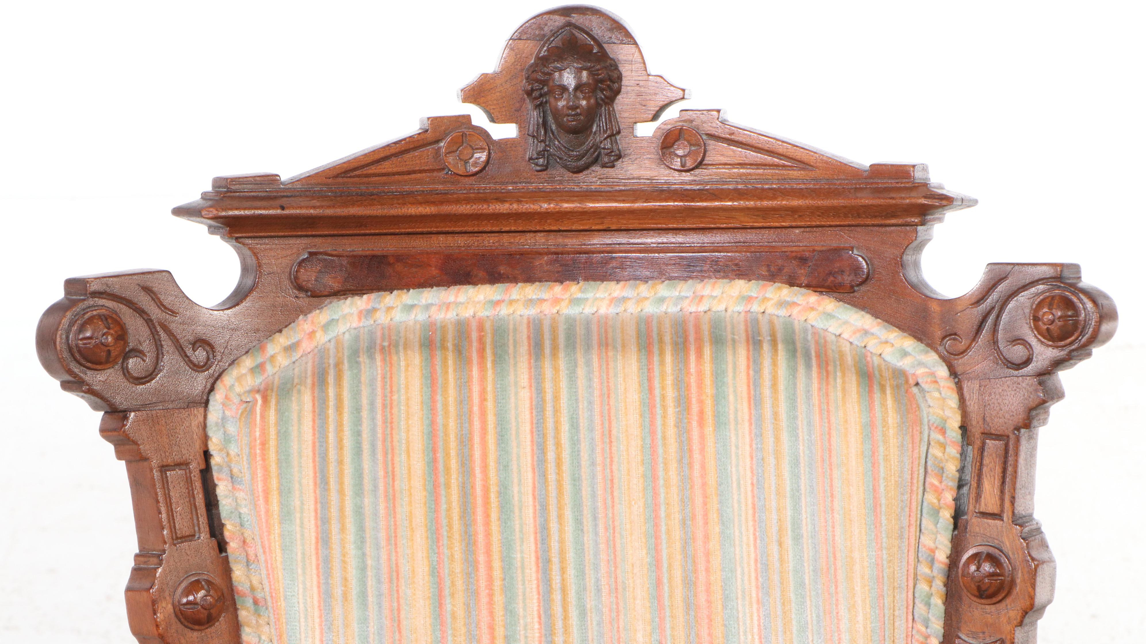 Victorian Carved Walnut Side Chair, Early 20th Century