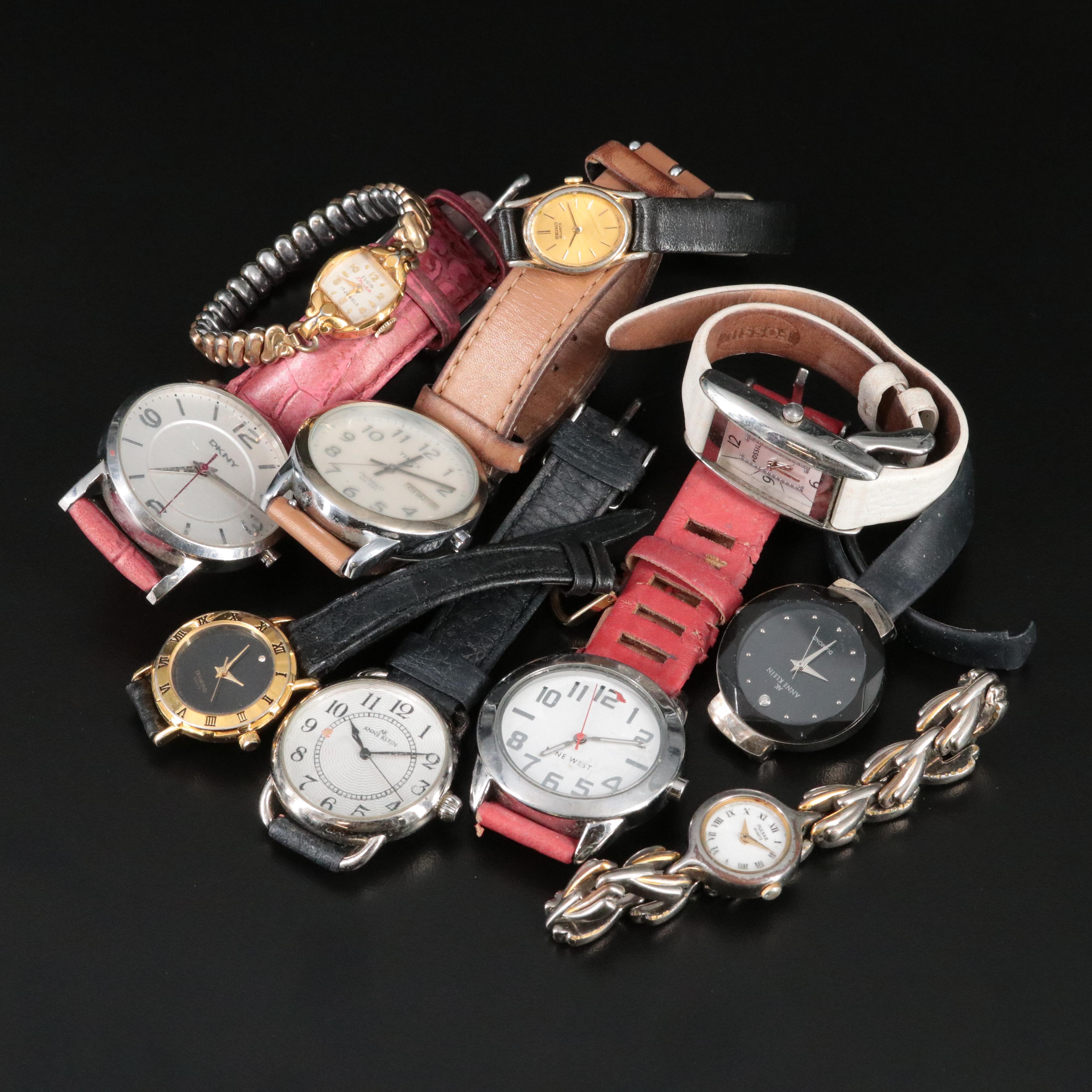 Collection of Quartz Fashion Watches Featuring Anne Klein and Fossil