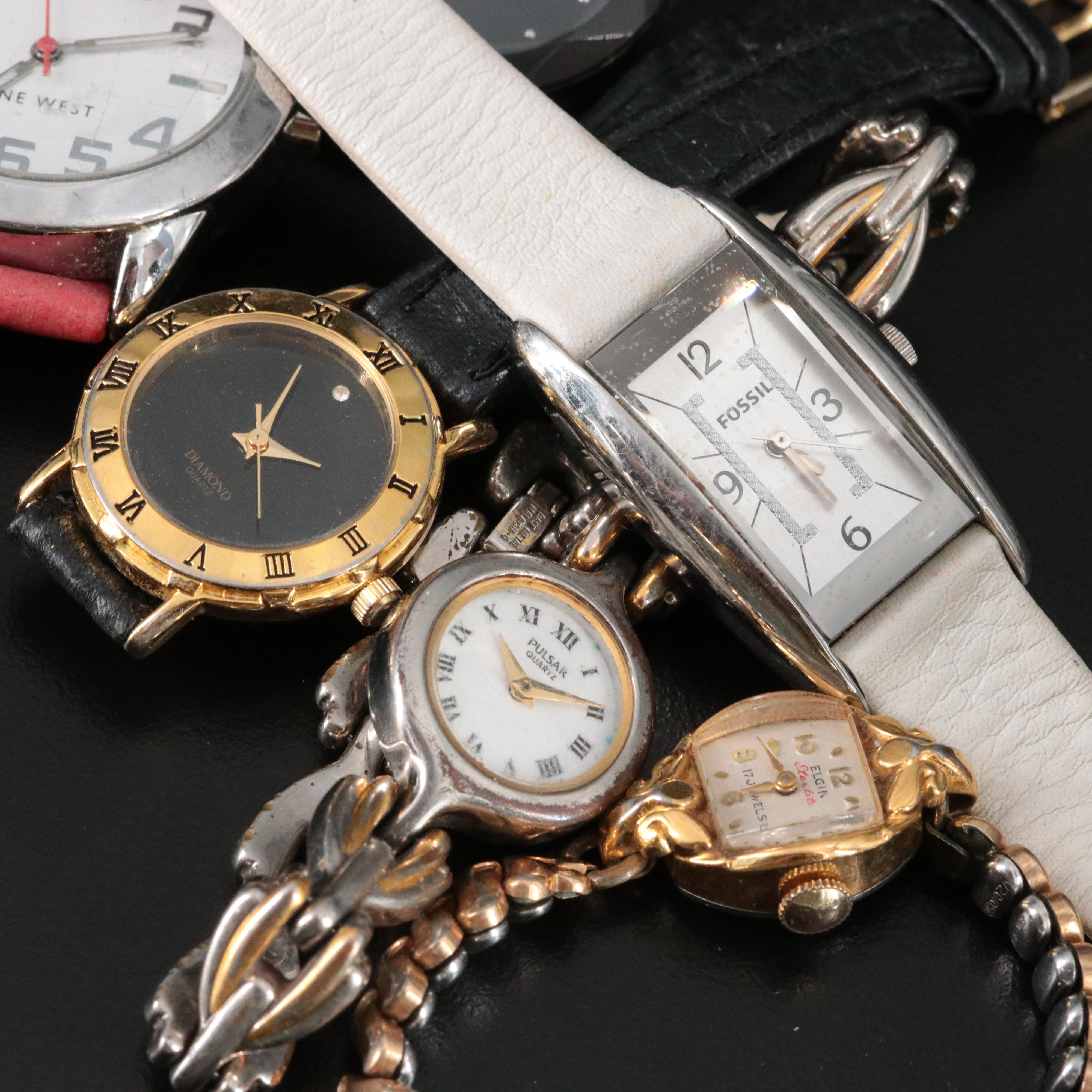Collection of Quartz Fashion Watches Featuring Anne Klein and Fossil