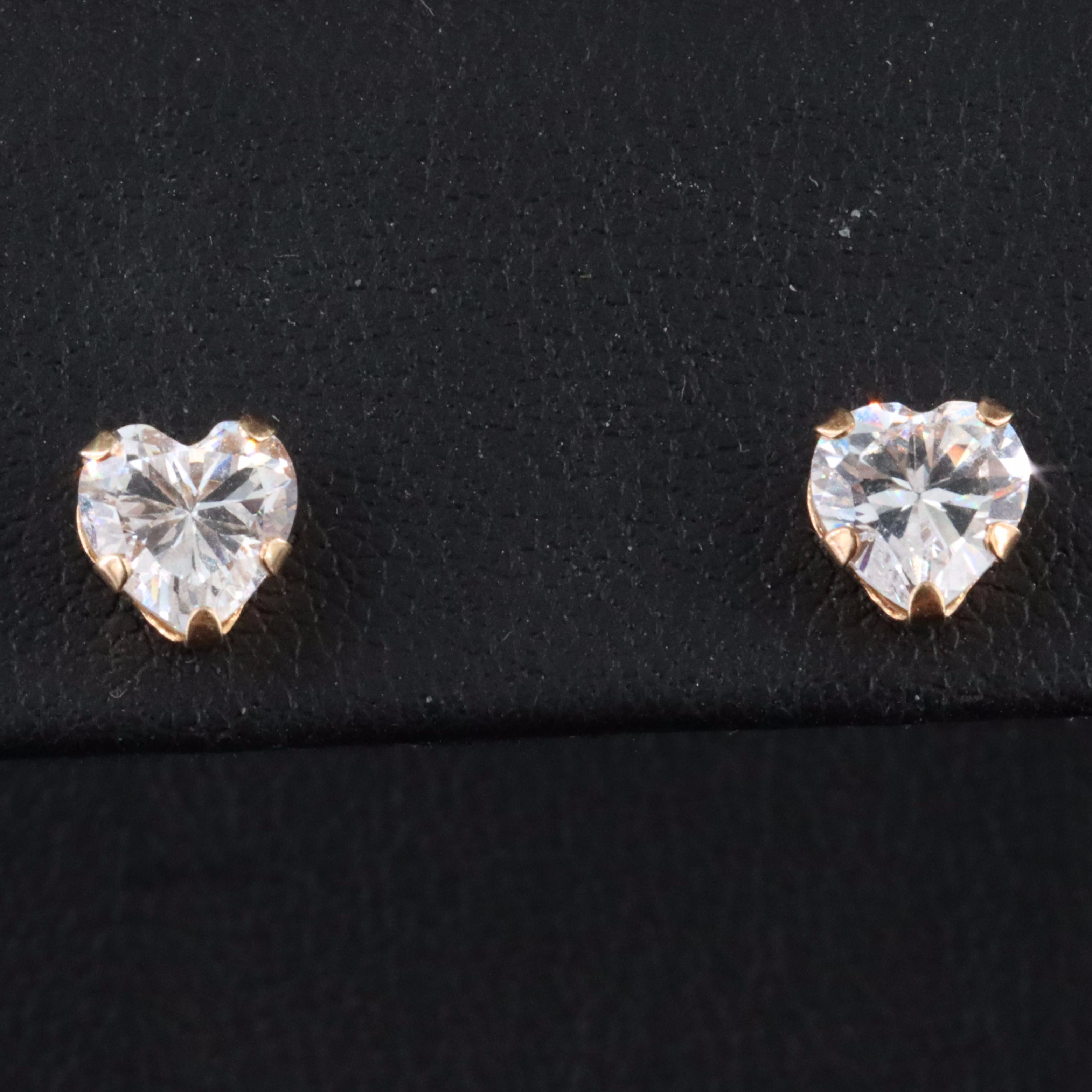 10K CZ Heart Stud Earrings