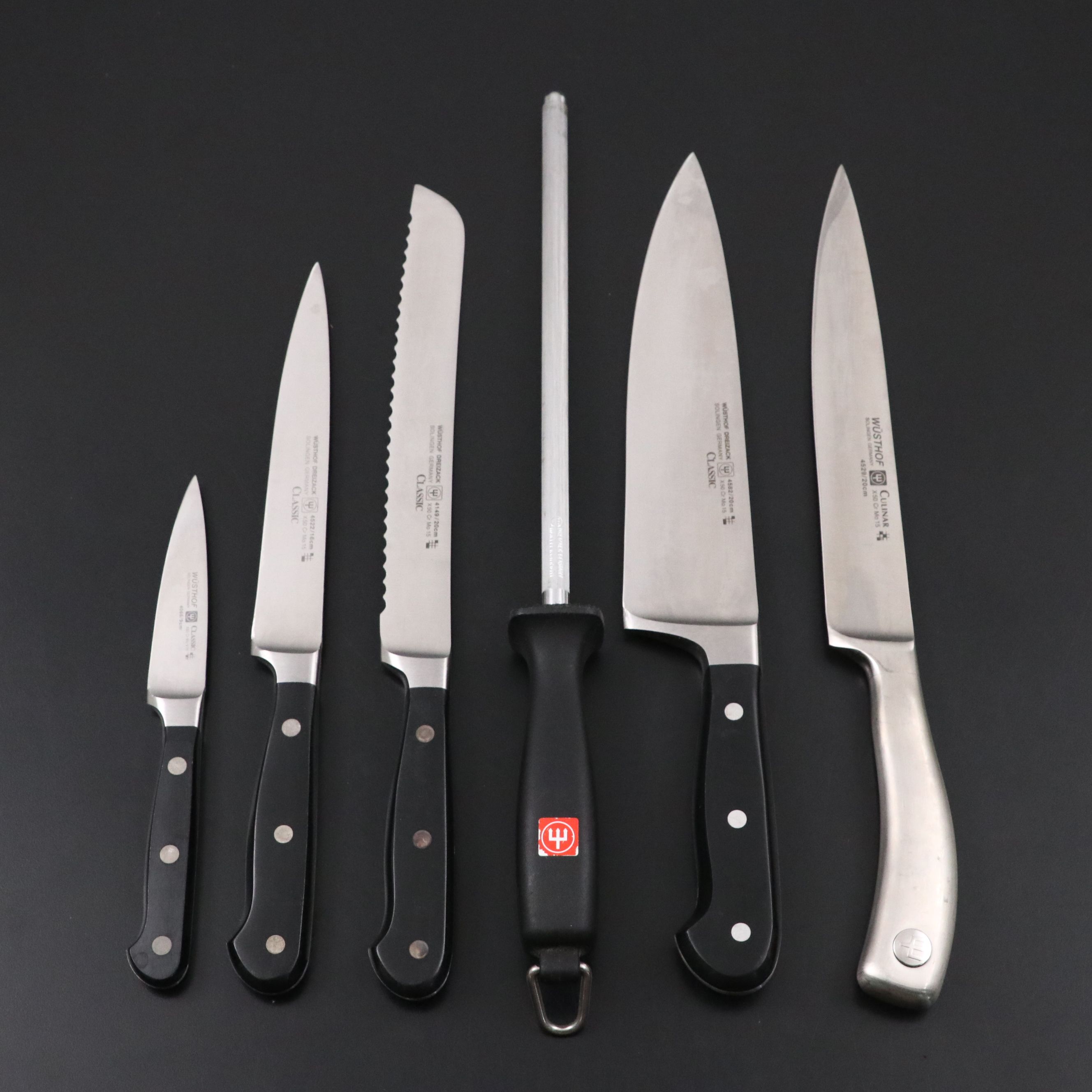Wüsthof Germany Stainless Knives with Wood Block