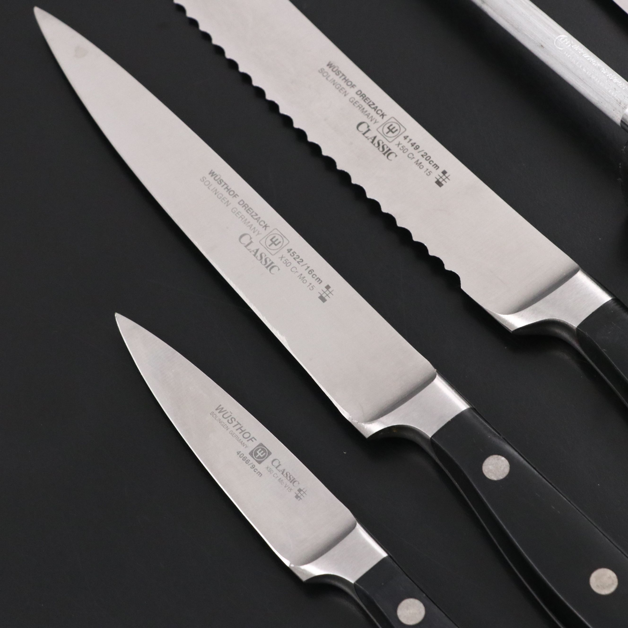 Wüsthof Germany Stainless Knives with Wood Block
