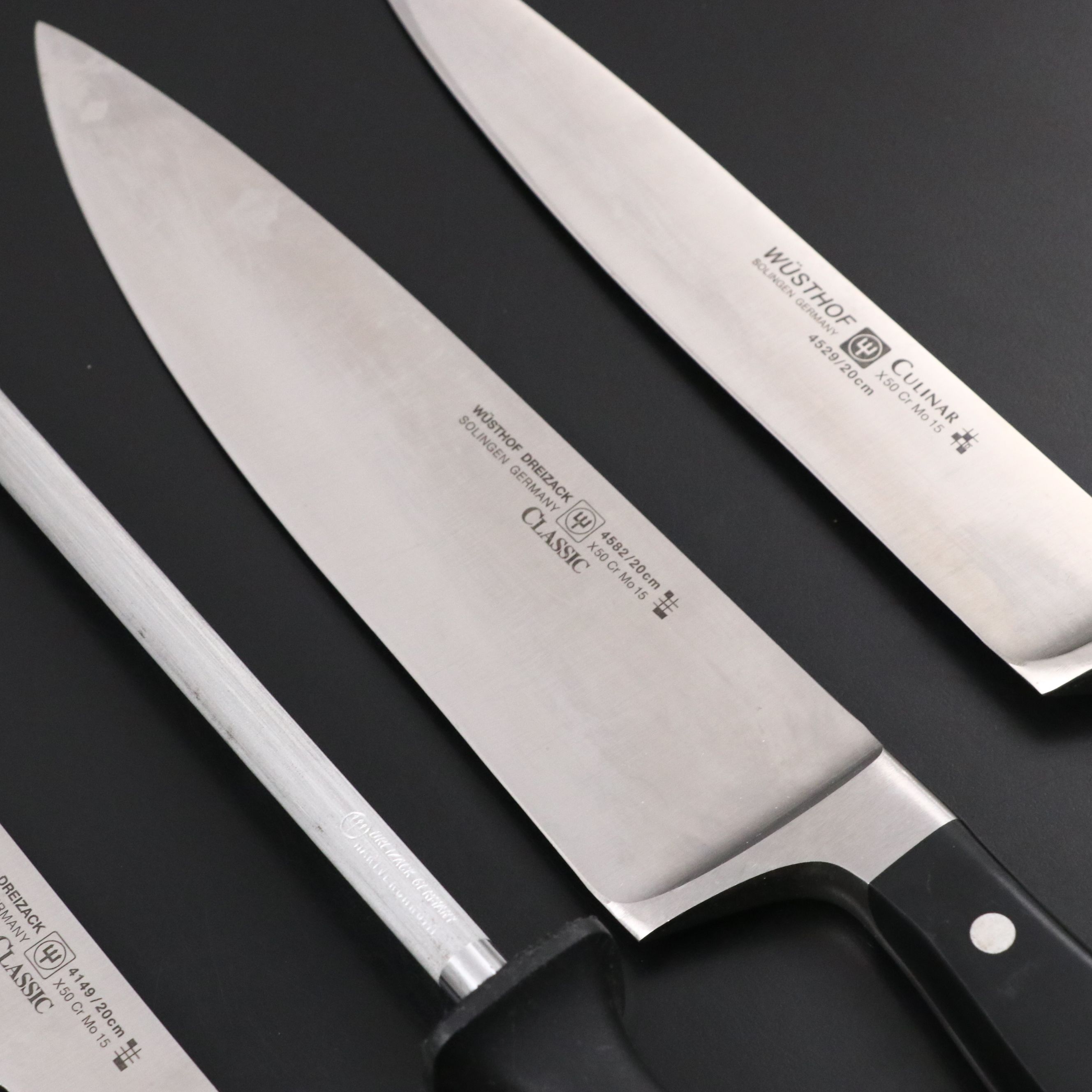 Wüsthof Germany Stainless Knives with Wood Block