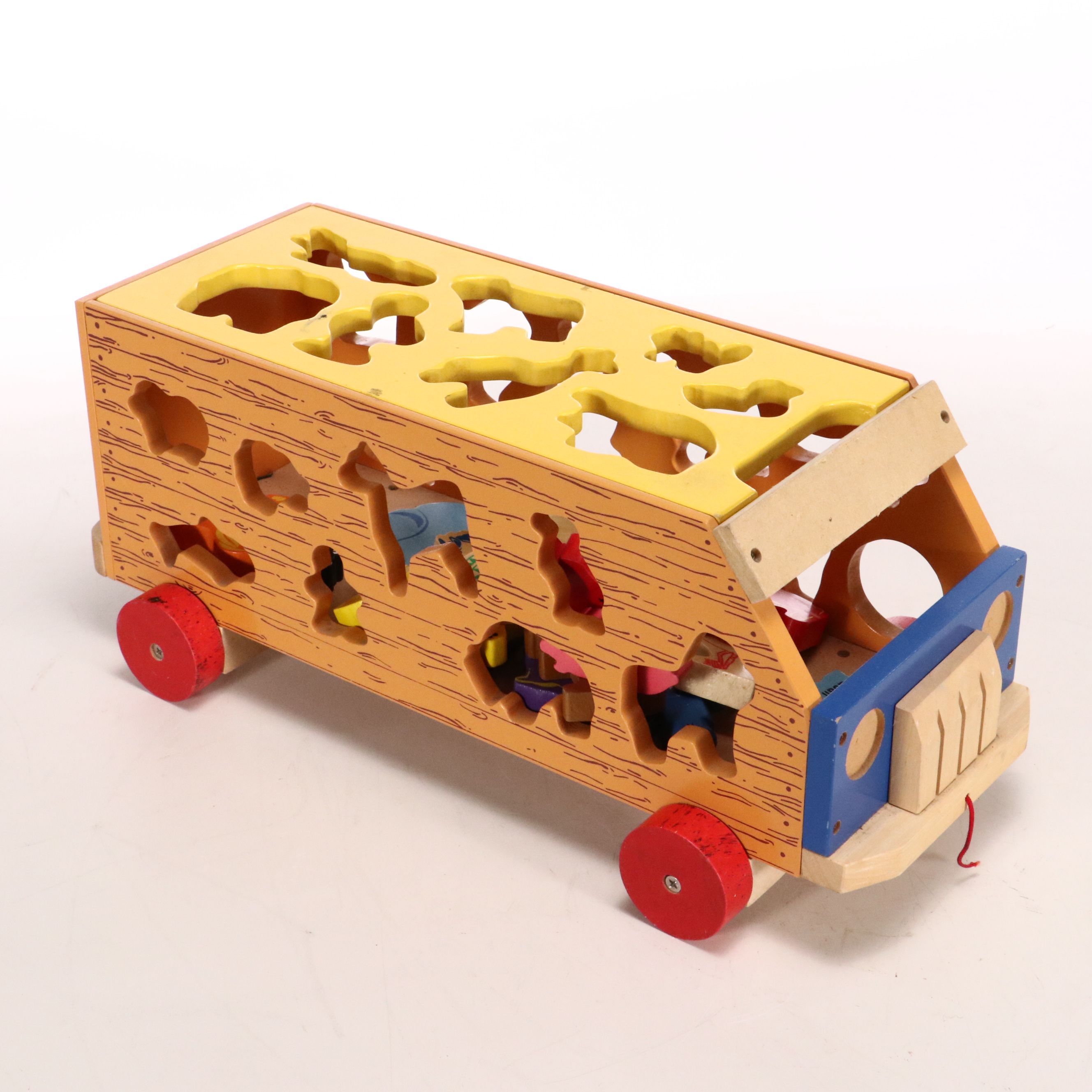 Wooden Animal Bus with Fire Truck