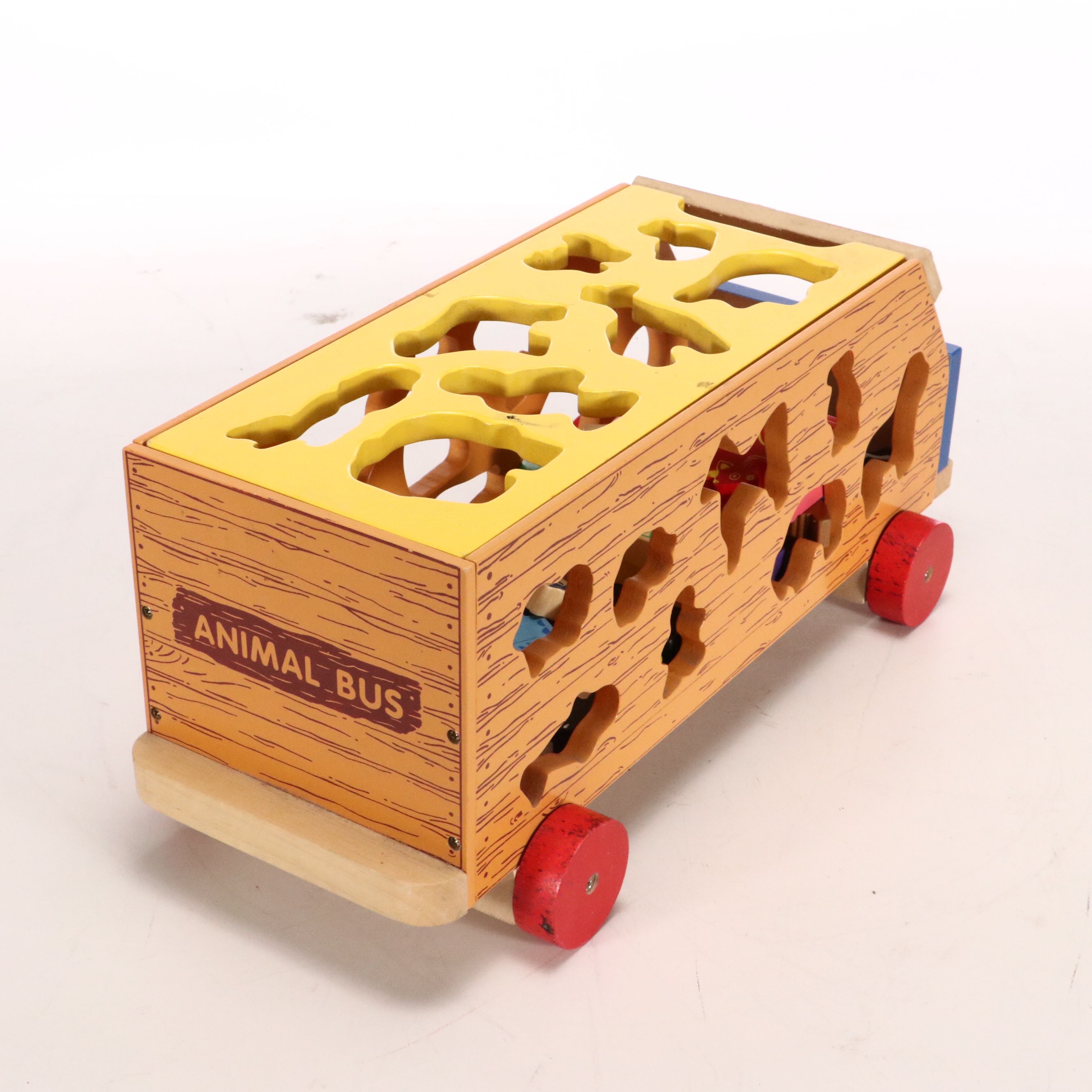 Wooden Animal Bus with Fire Truck