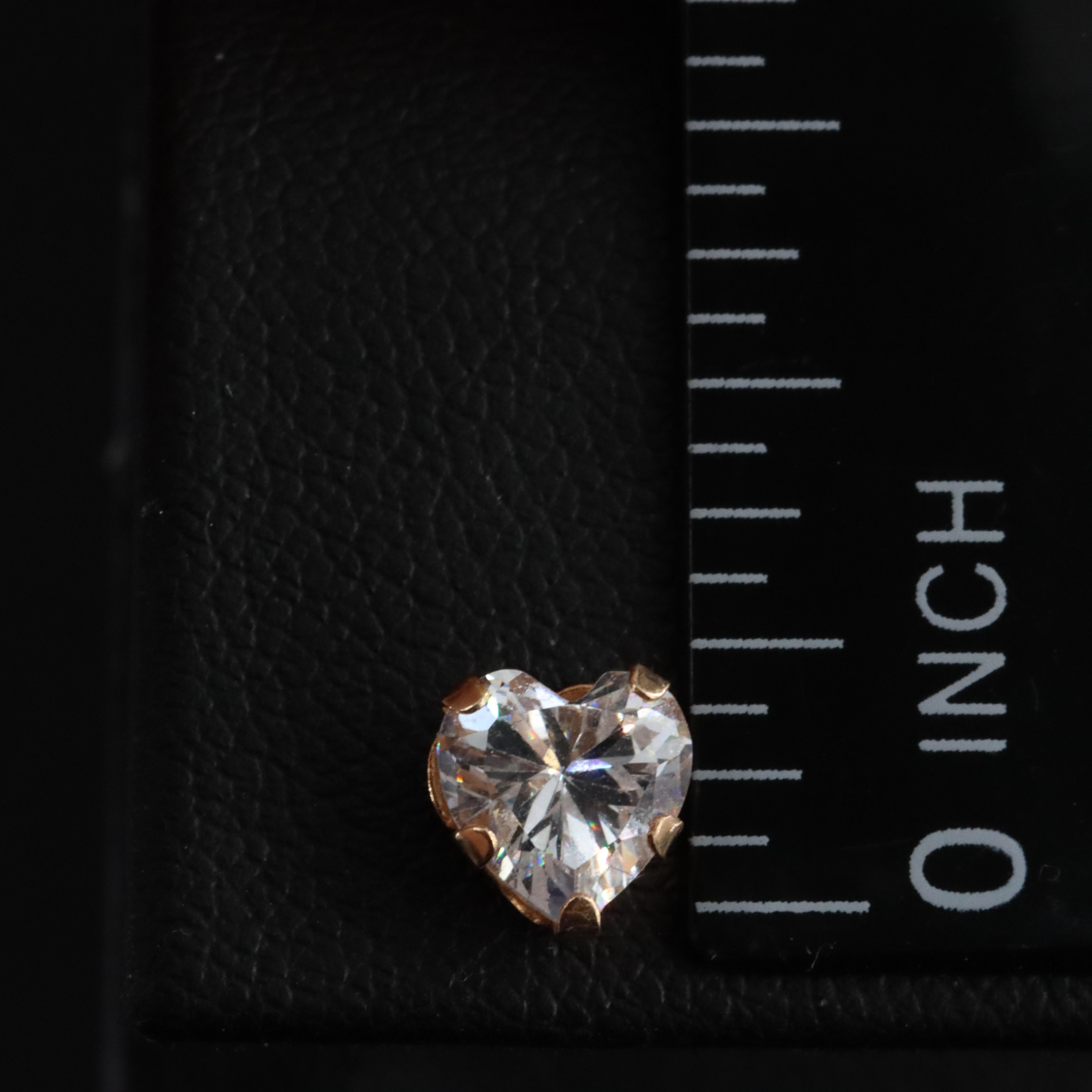 10K CZ Heart Stud Earrings