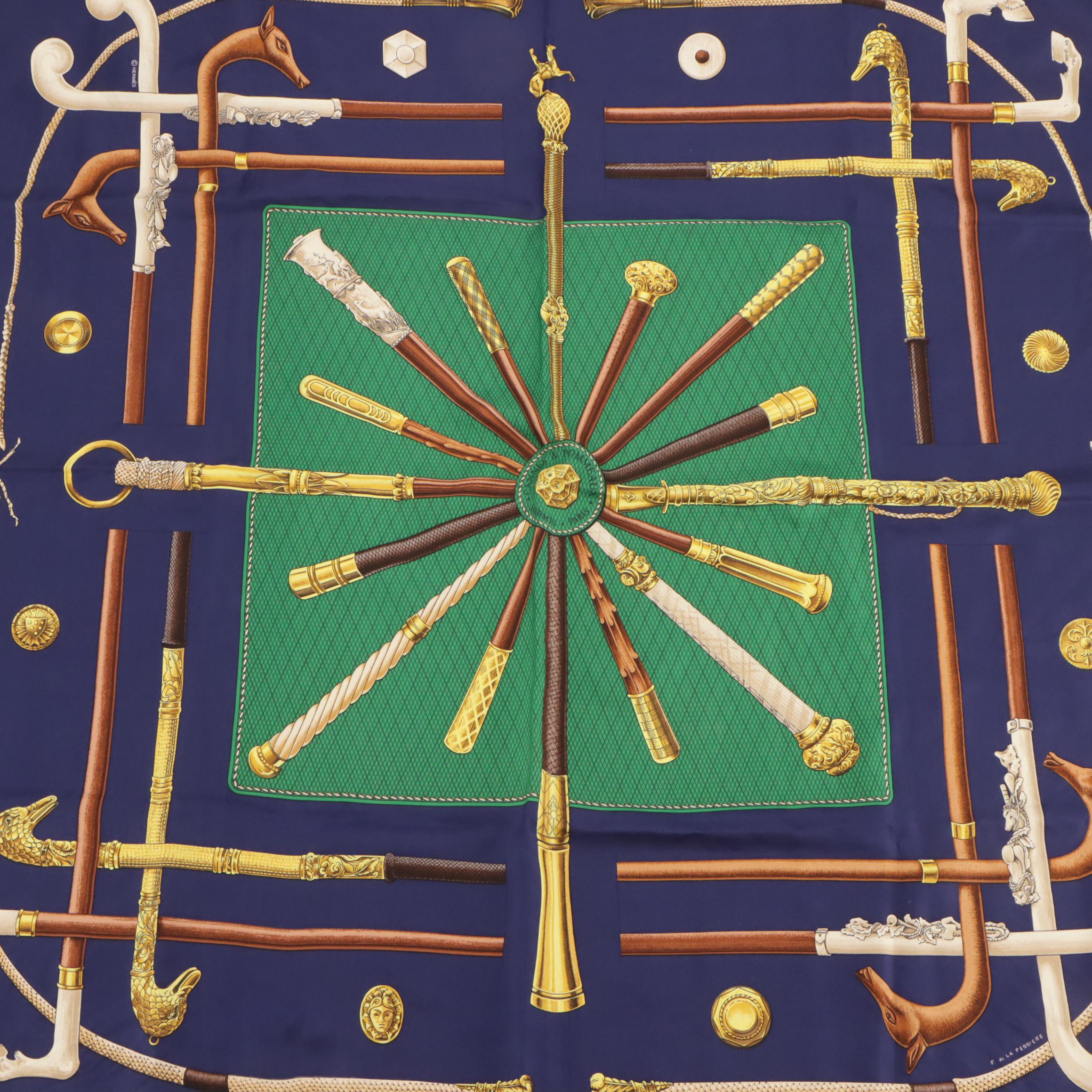 Hermès "Cannes & Pommeaux" Scarf 90 in Silk Twill