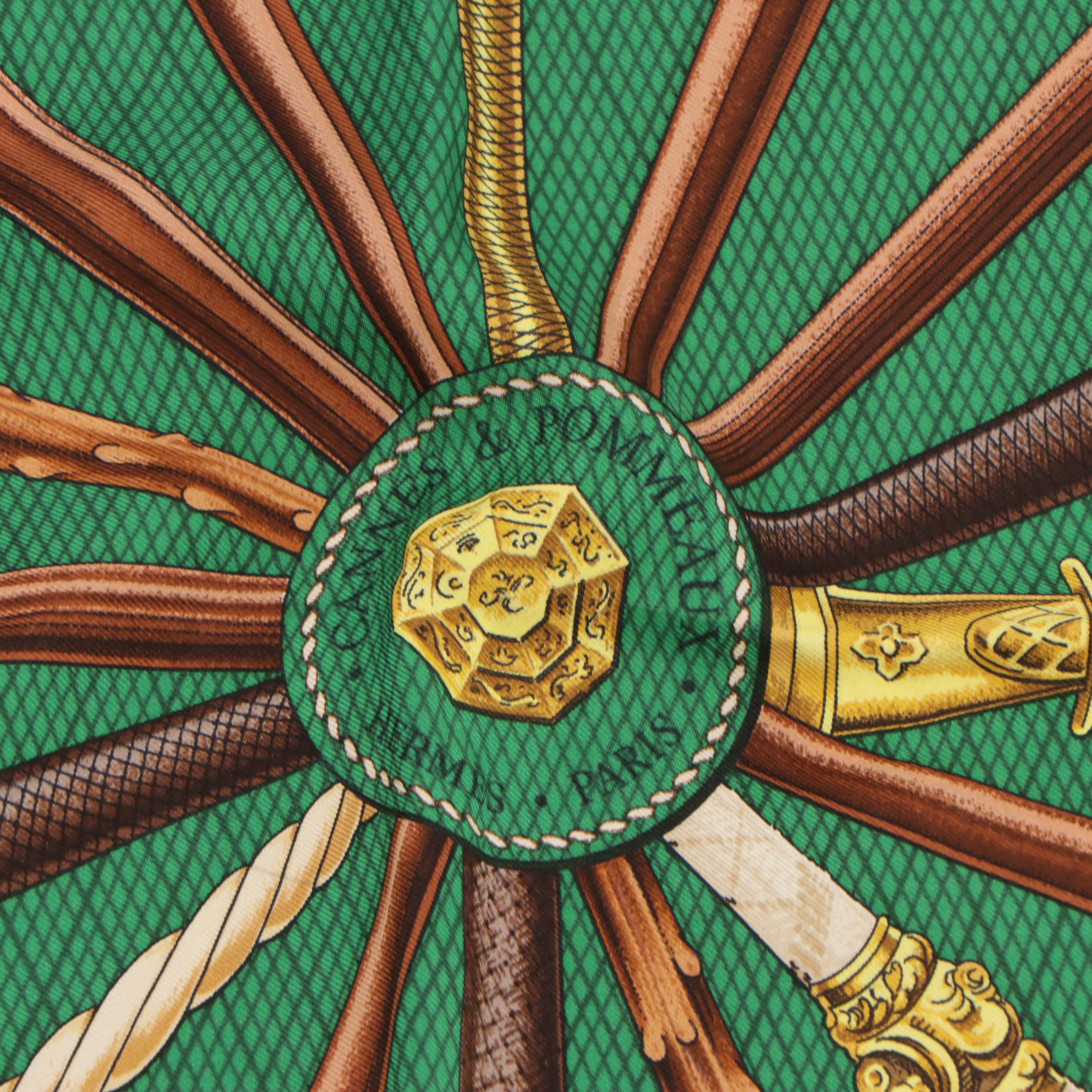 Hermès "Cannes & Pommeaux" Scarf 90 in Silk Twill