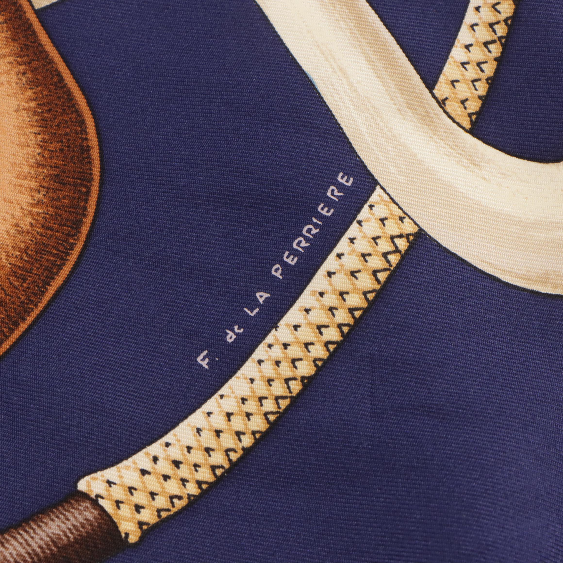 Hermès "Cannes & Pommeaux" Scarf 90 in Silk Twill