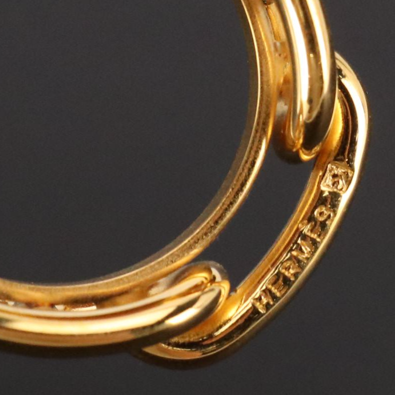 Hermès Gold Plated Chaine D’Ancre Scarf Ring with Box