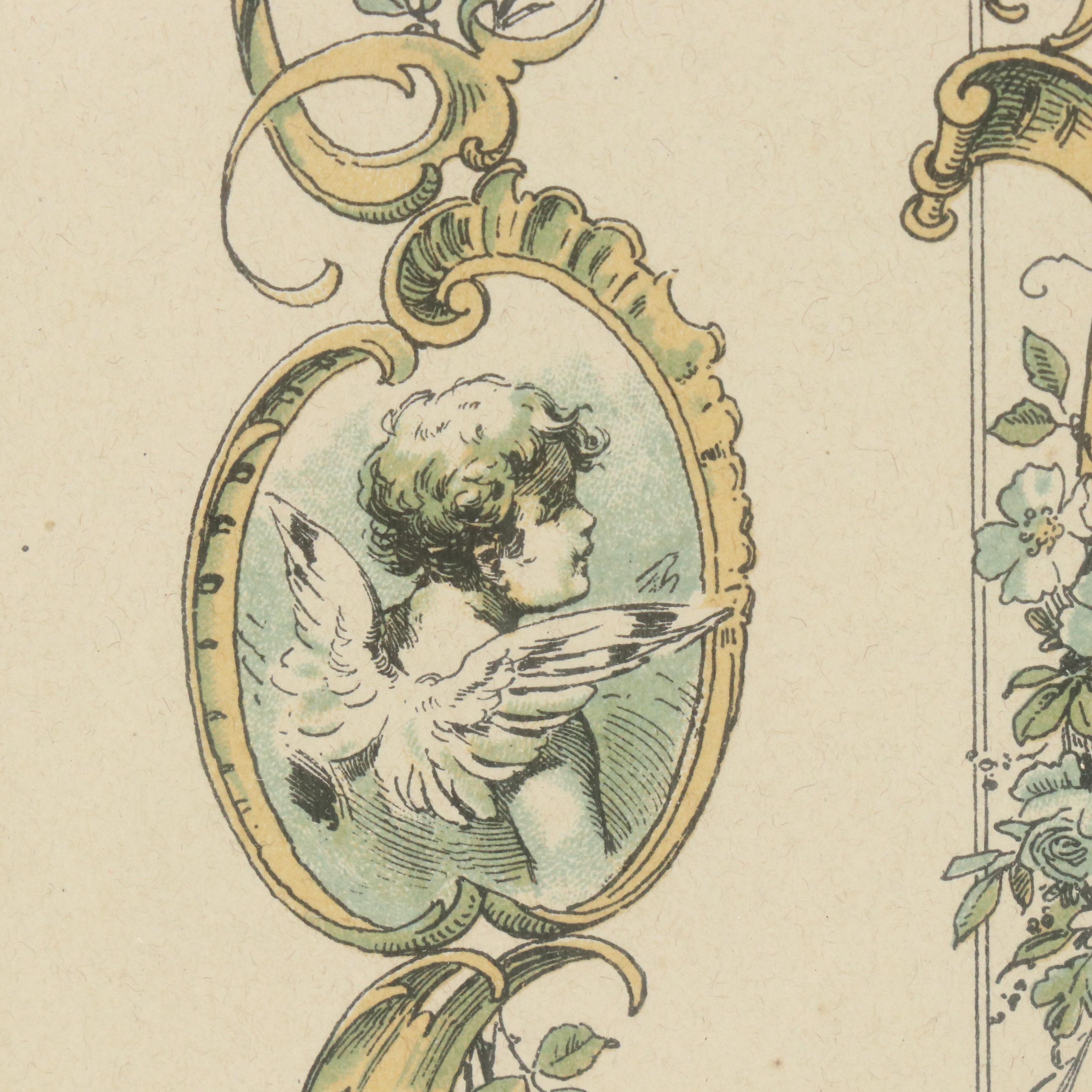 German Chromolithograph Bookplate From Decoration Publication, 19th Century