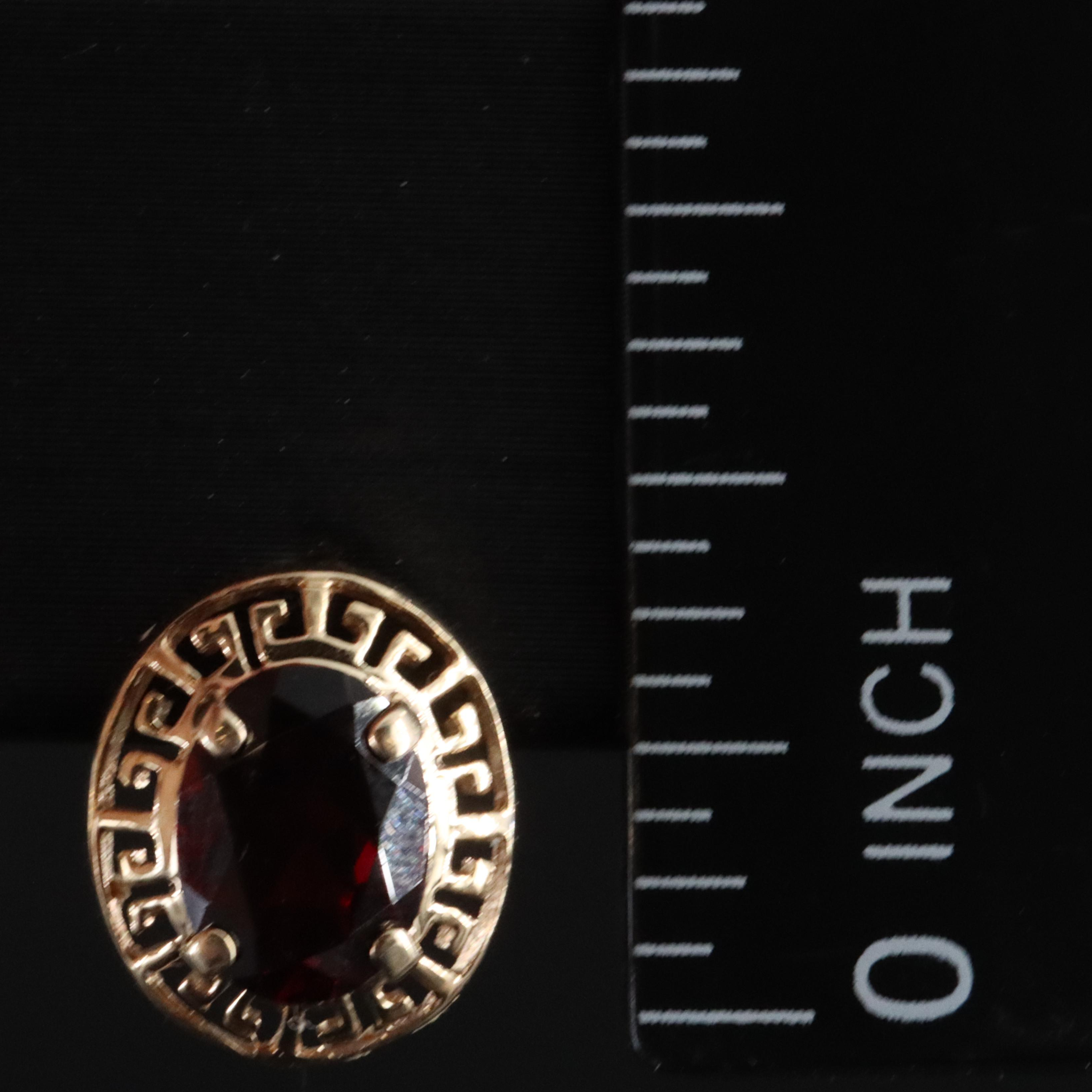 10K Meander Garnet Stud Earrings