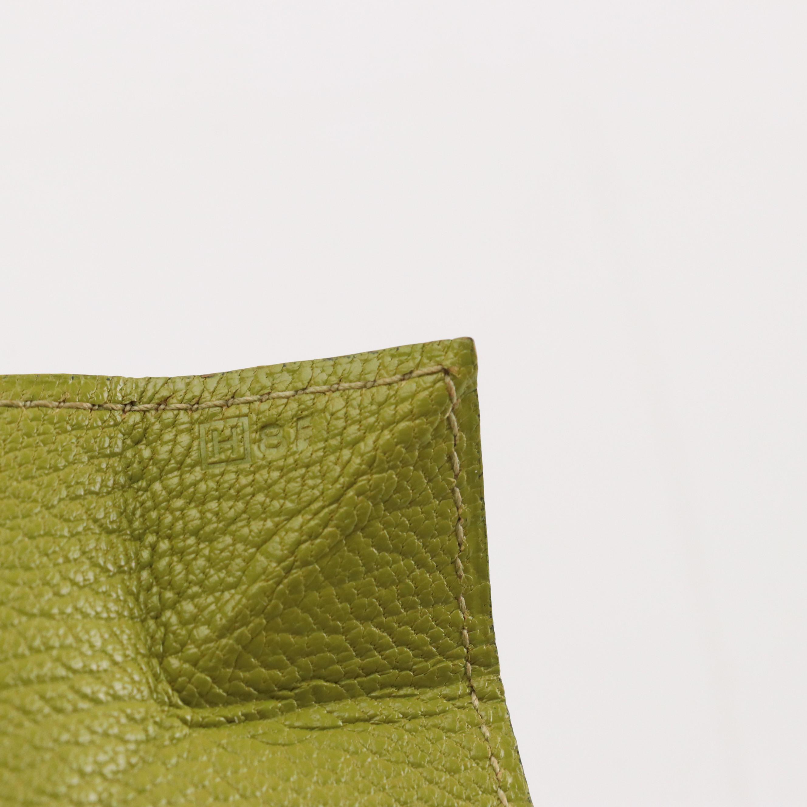 Hermès Le Van Quatre Green Chevre Mysore Leather Coin Pouch in Box