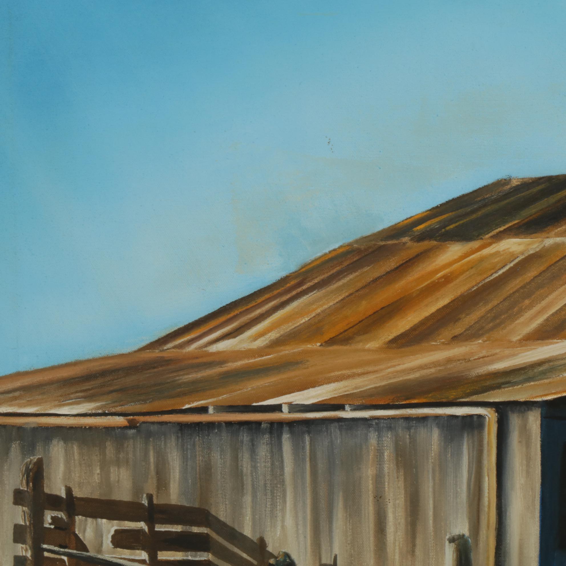 Robert Reed Oil Painting of Harmon Family Barnyard Facade, 1971