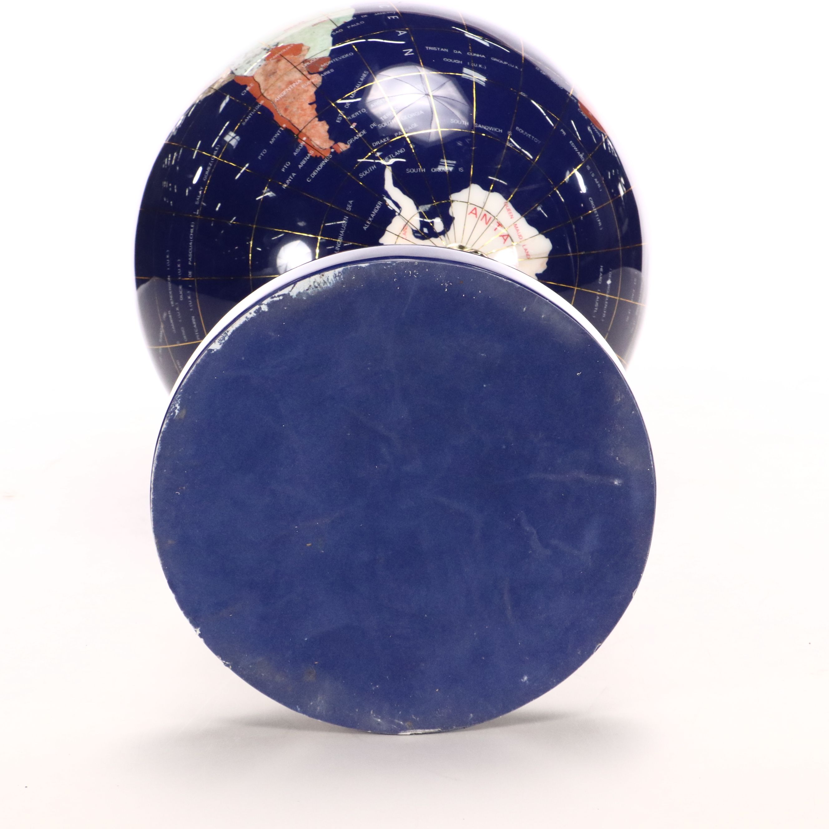 Jasper, Sandstone, Marble, Sard and Abalone Gemstone Desk Globe