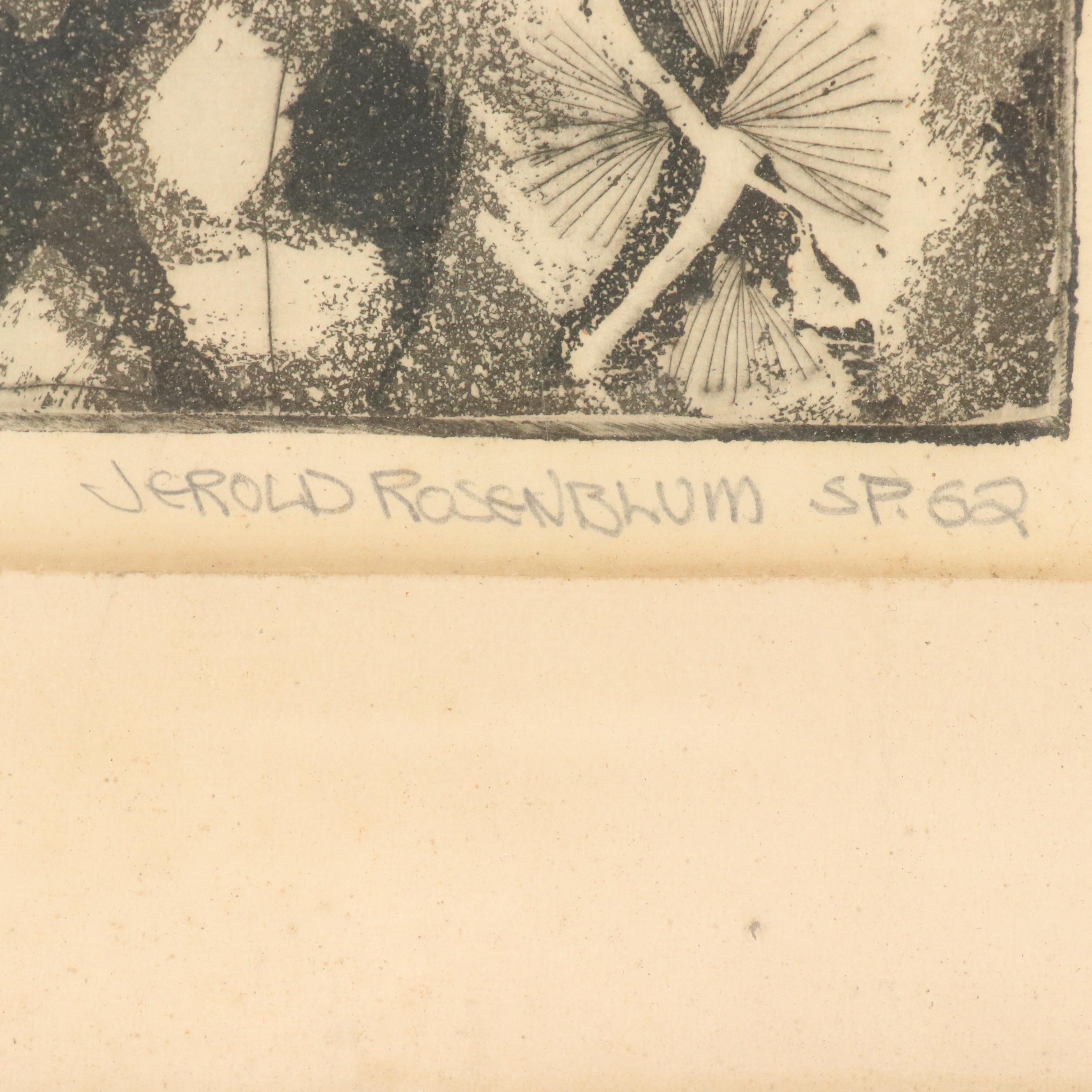 Jerold Rosenblum Etching With Aquatint "Spring in the X-Yard," 1962