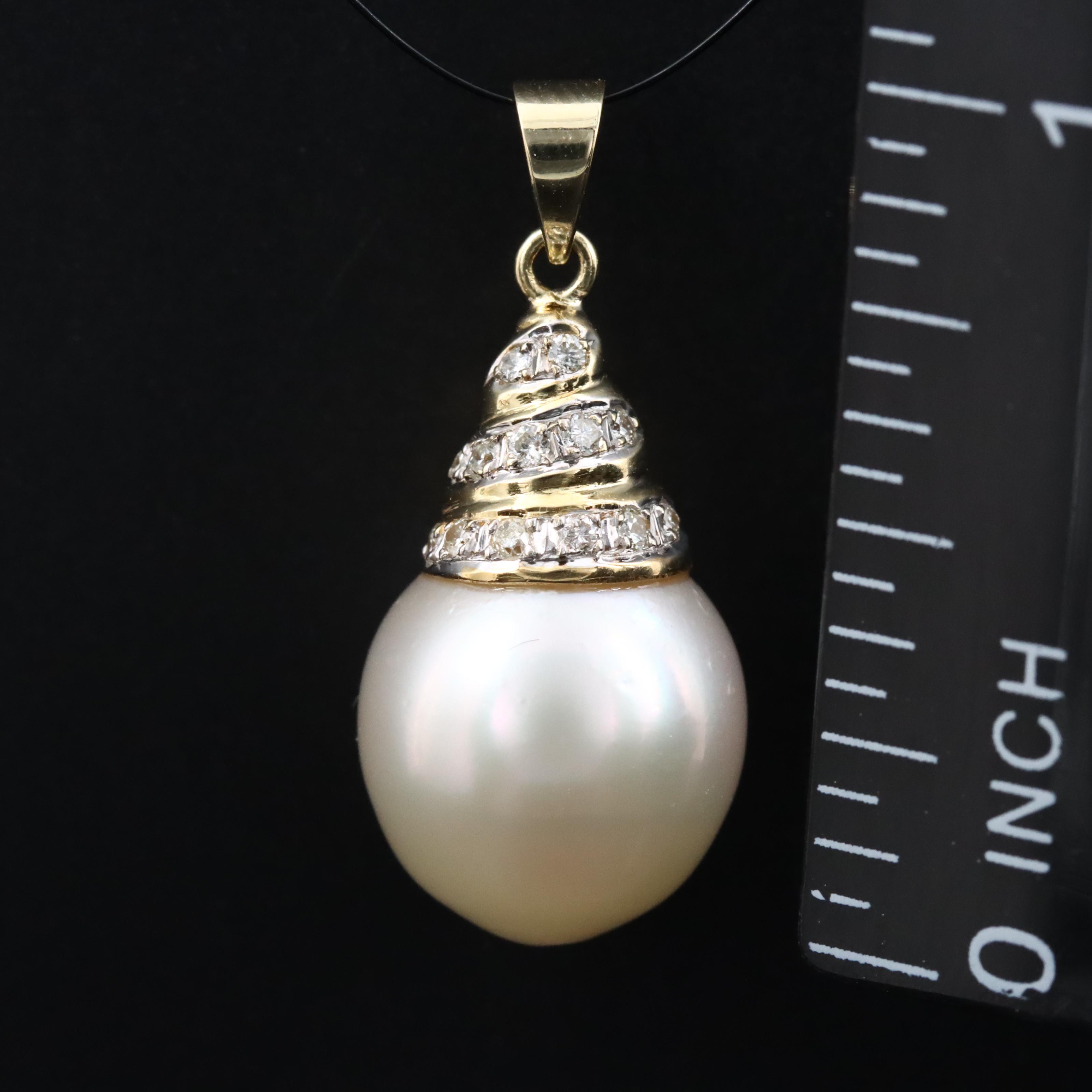 18K Pearl and Diamond Pendant