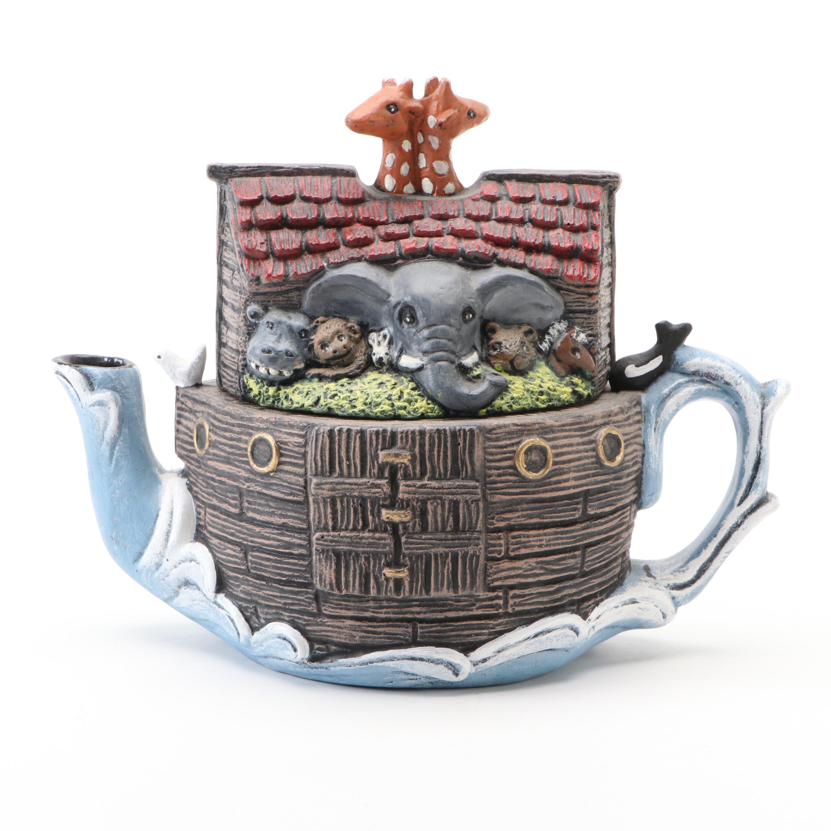 Fitz & Floyd "Seaboard" Ceramic Creamer and Other Noah's Ark Teapot