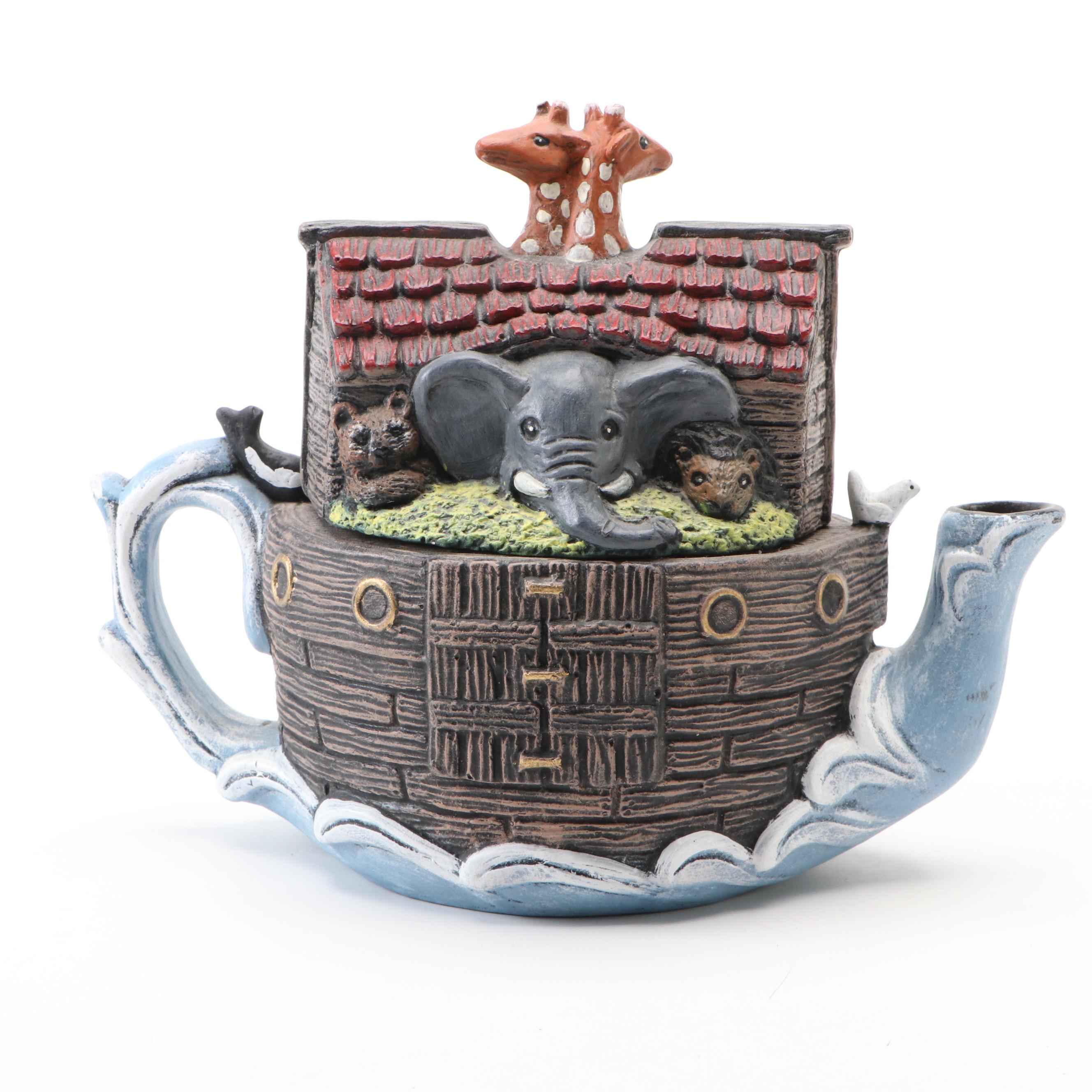 Fitz & Floyd "Seaboard" Ceramic Creamer and Other Noah's Ark Teapot