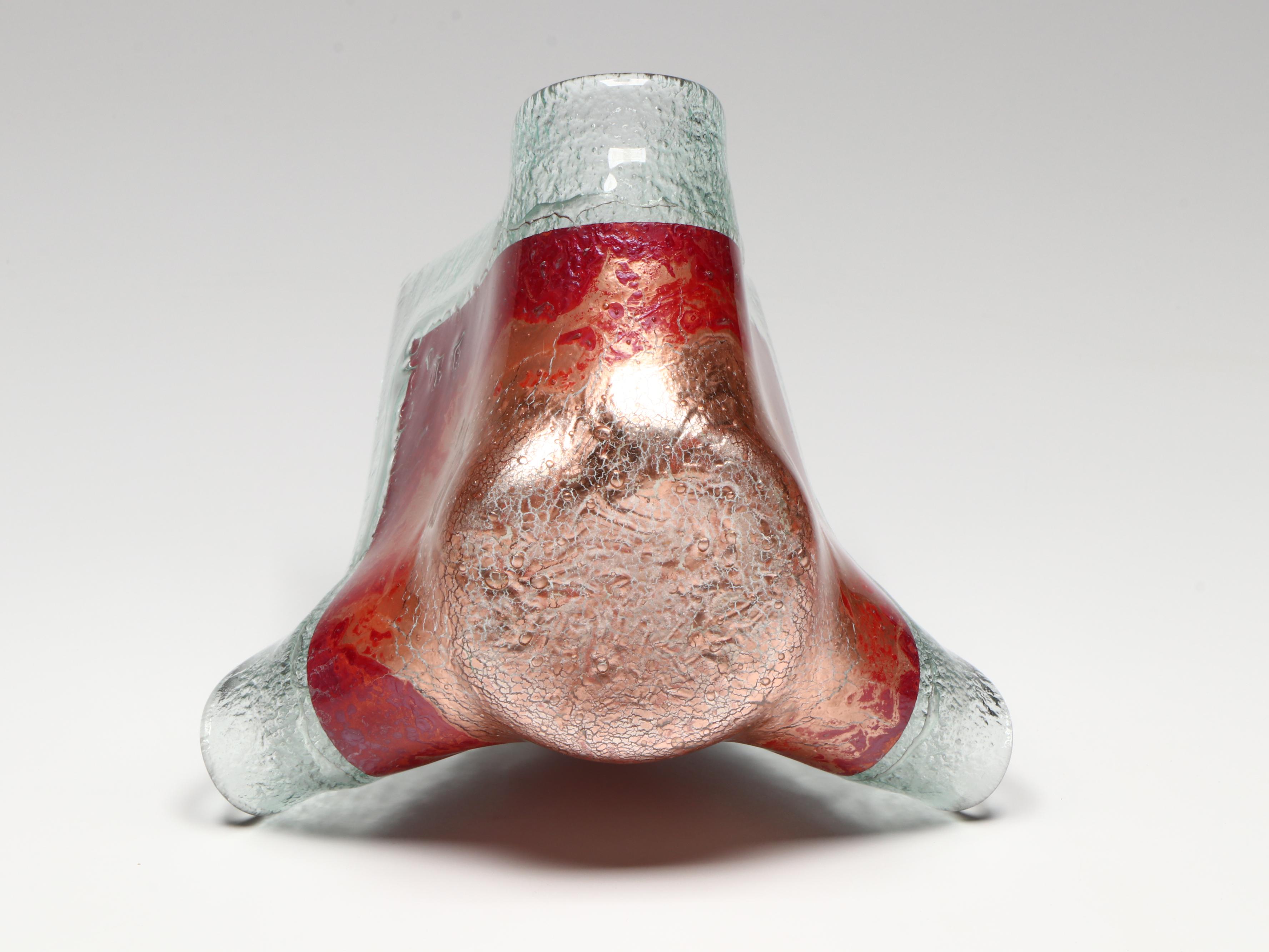 Jones Glassworks Fused Art Glass Copper Trays with Pointed Candle Holder