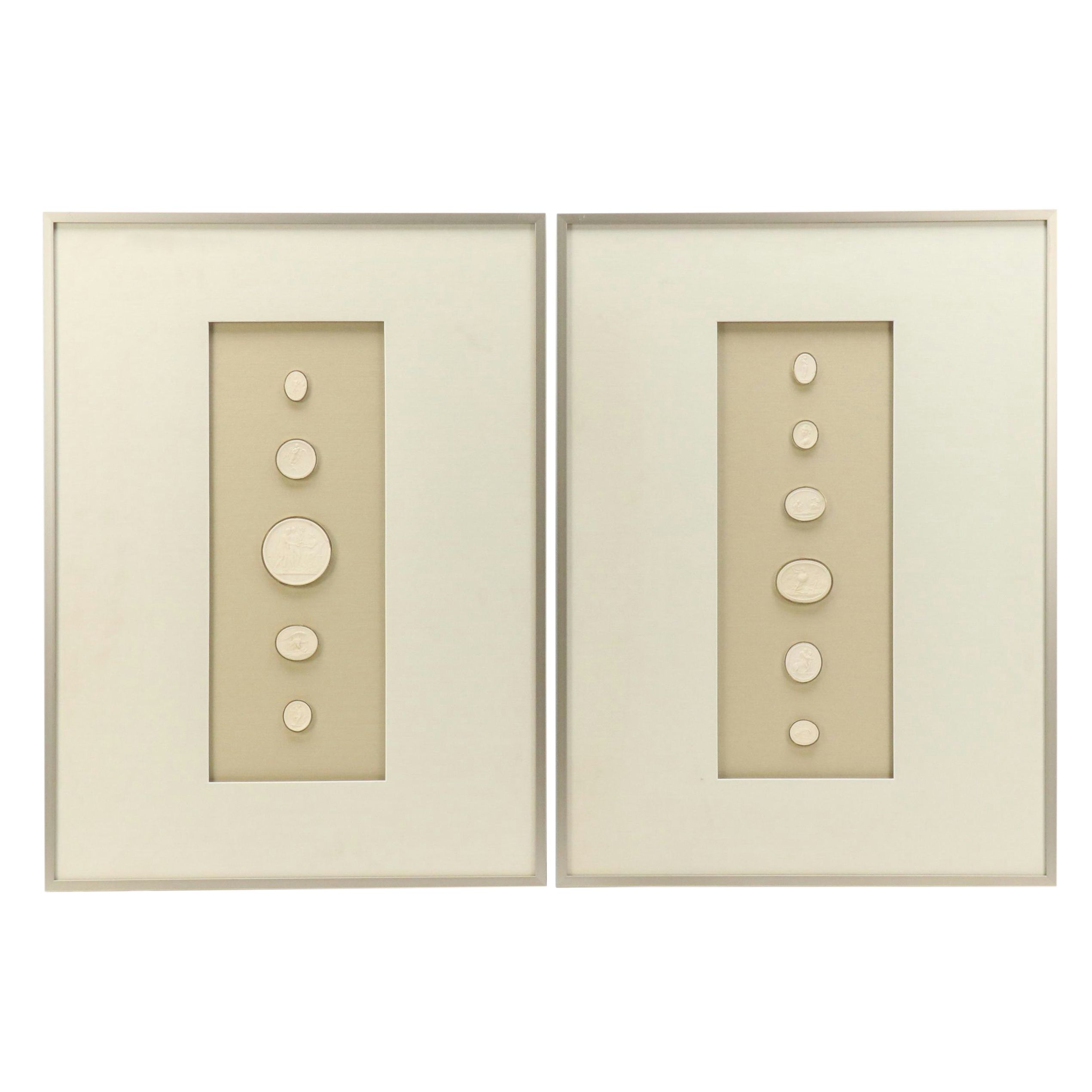 Grand Tour Gilded Wax Intaglio Medallion Collection, 19th Century