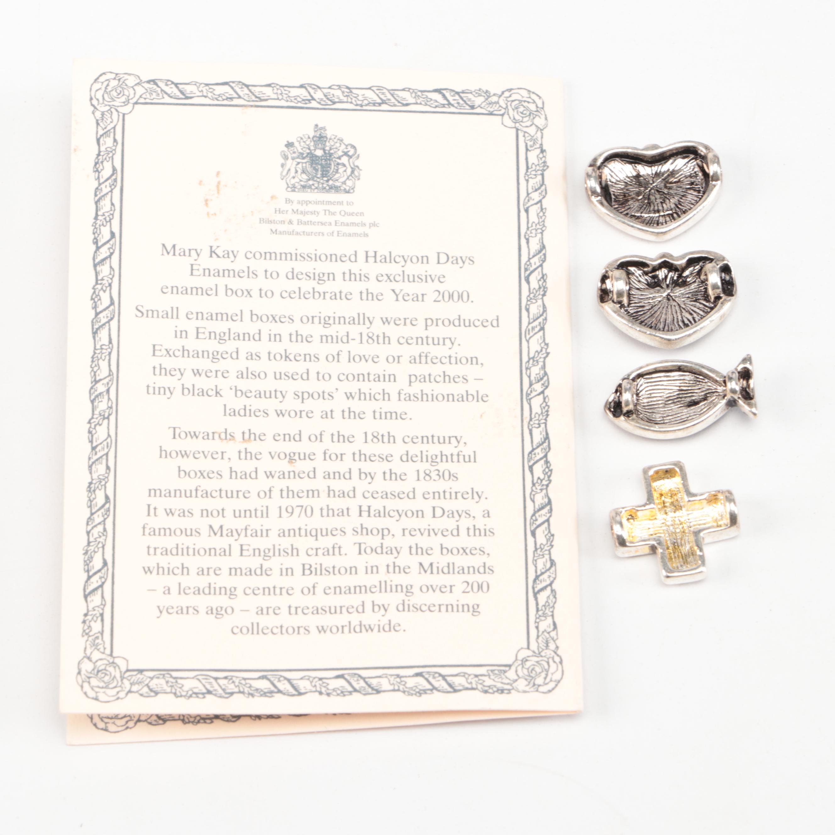 Halcyon Days Enameled Patch Box with Other Boxes and Collectible Charms