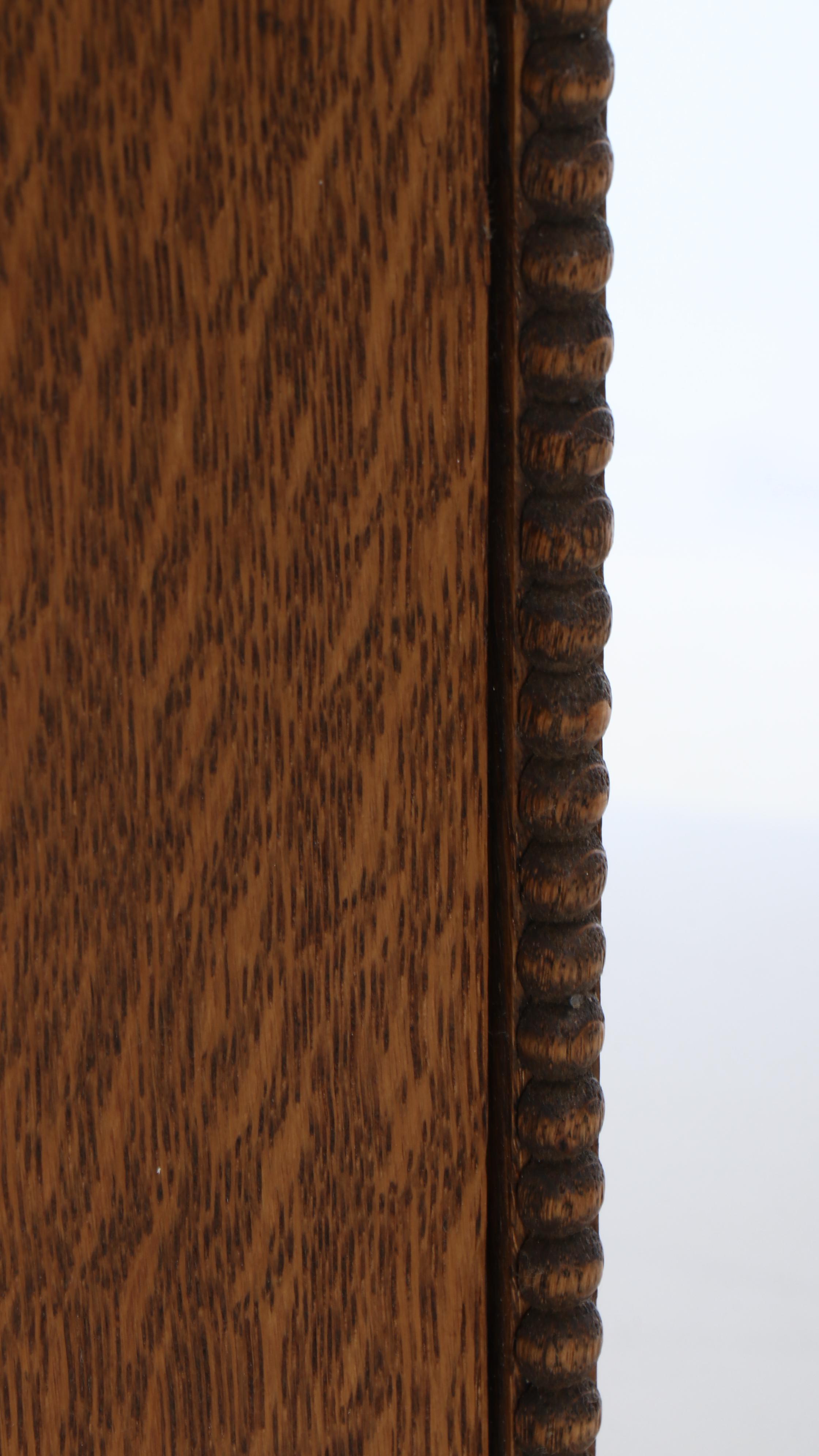 Victorian Style Tiger Oak Glass Front Hanging Corner Cabinet