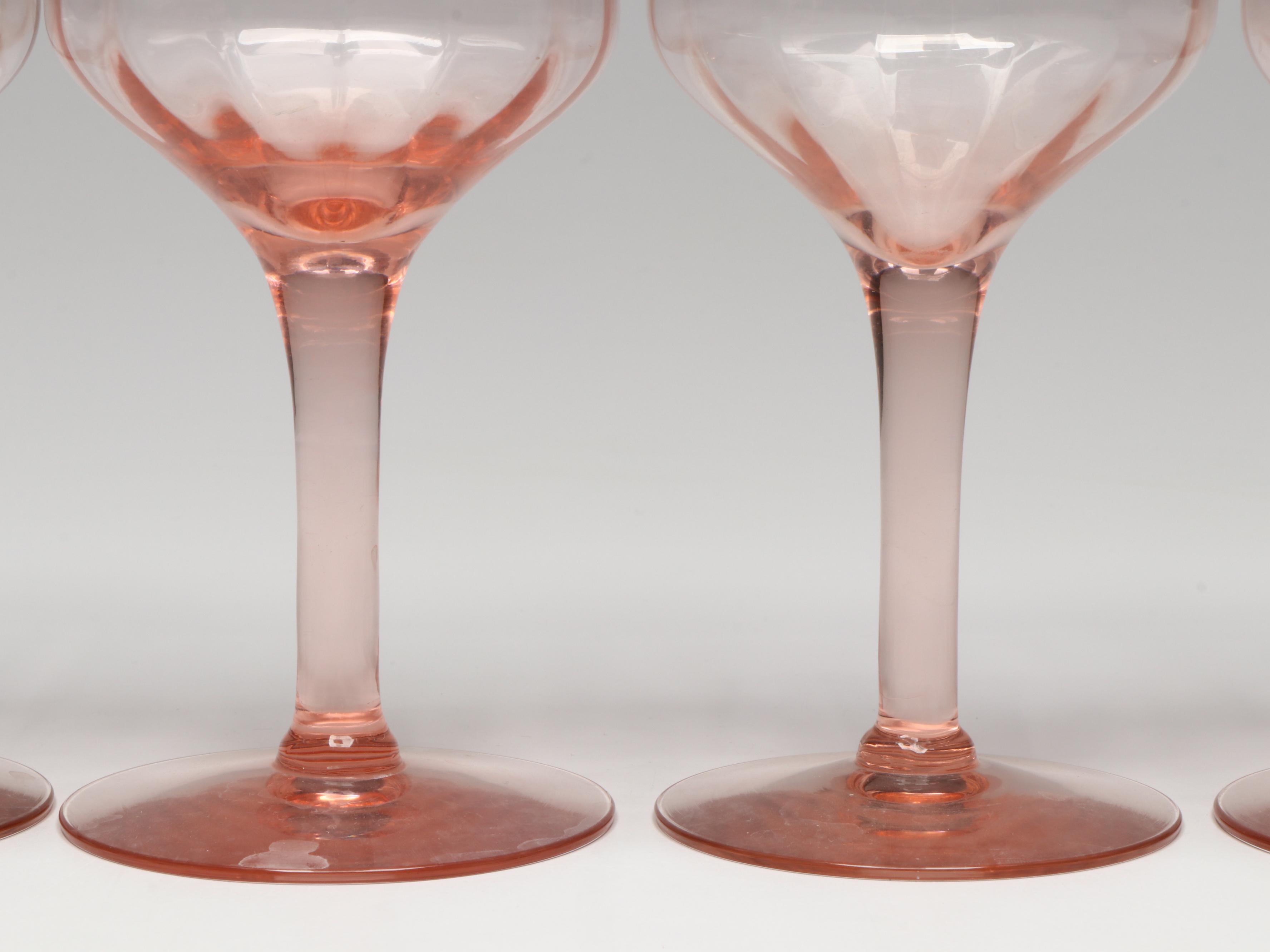 Pink Etched Glass Stemware