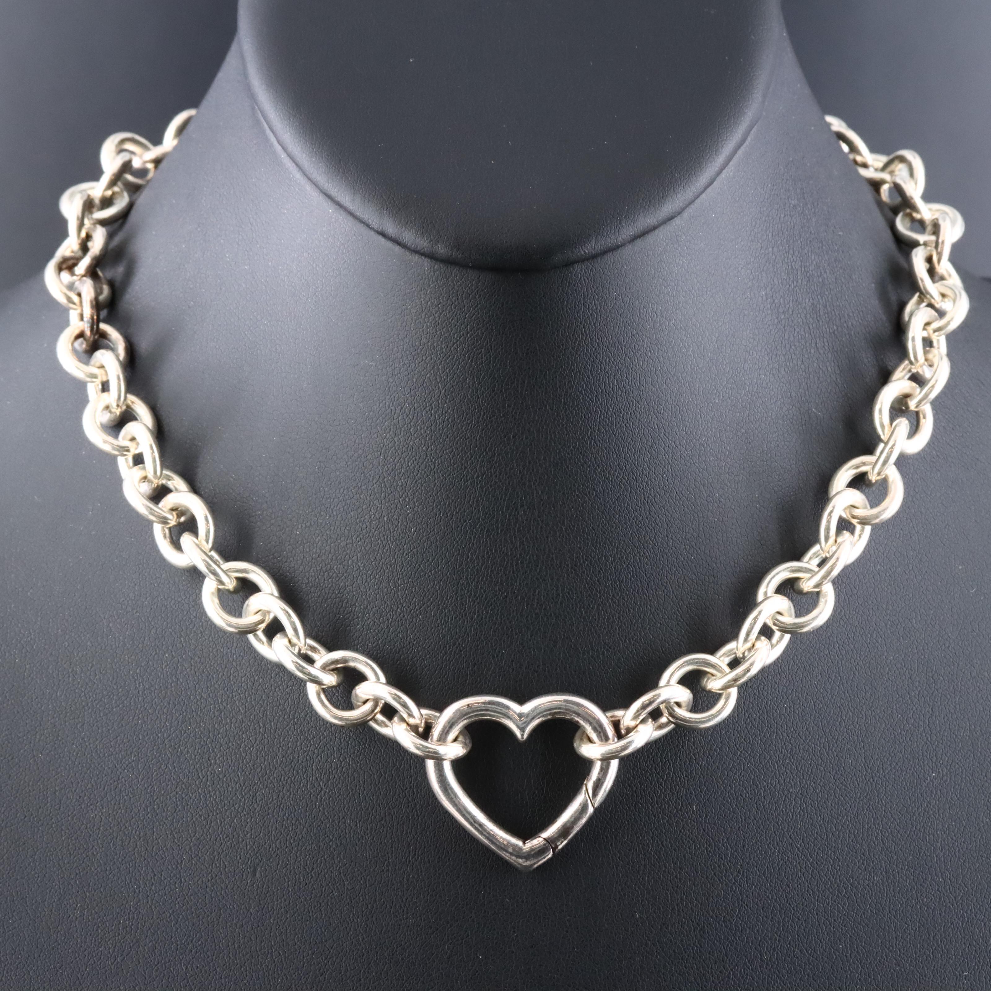Tiffany & Co. Sterling Heart Clasp Necklace