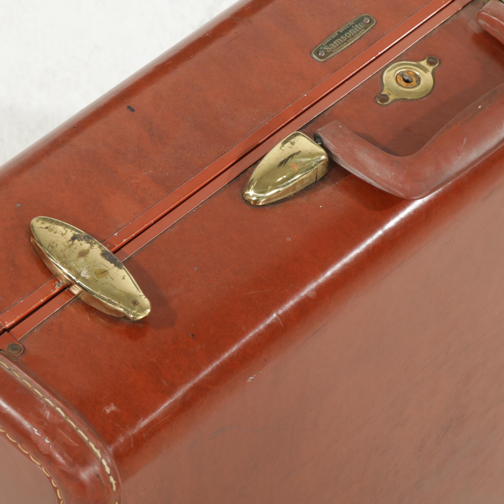 Samsonite Leather Luggage Bag and Samsonite Briefcase, Mid to Late 20th Century