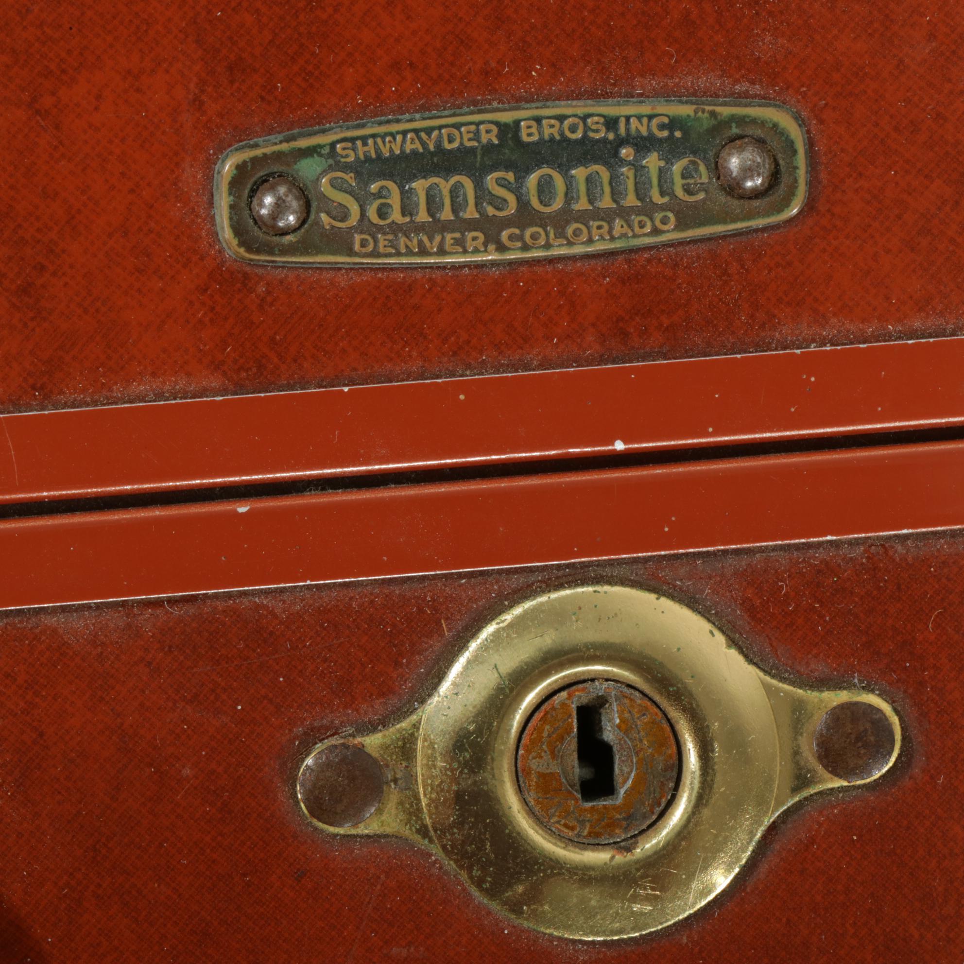 Samsonite Leather Luggage Bag and Samsonite Briefcase, Mid to Late 20th Century