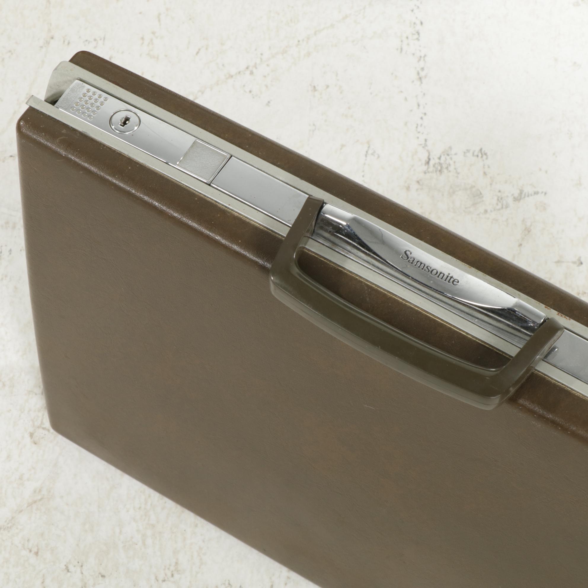 Samsonite Leather Luggage Bag and Samsonite Briefcase, Mid to Late 20th Century