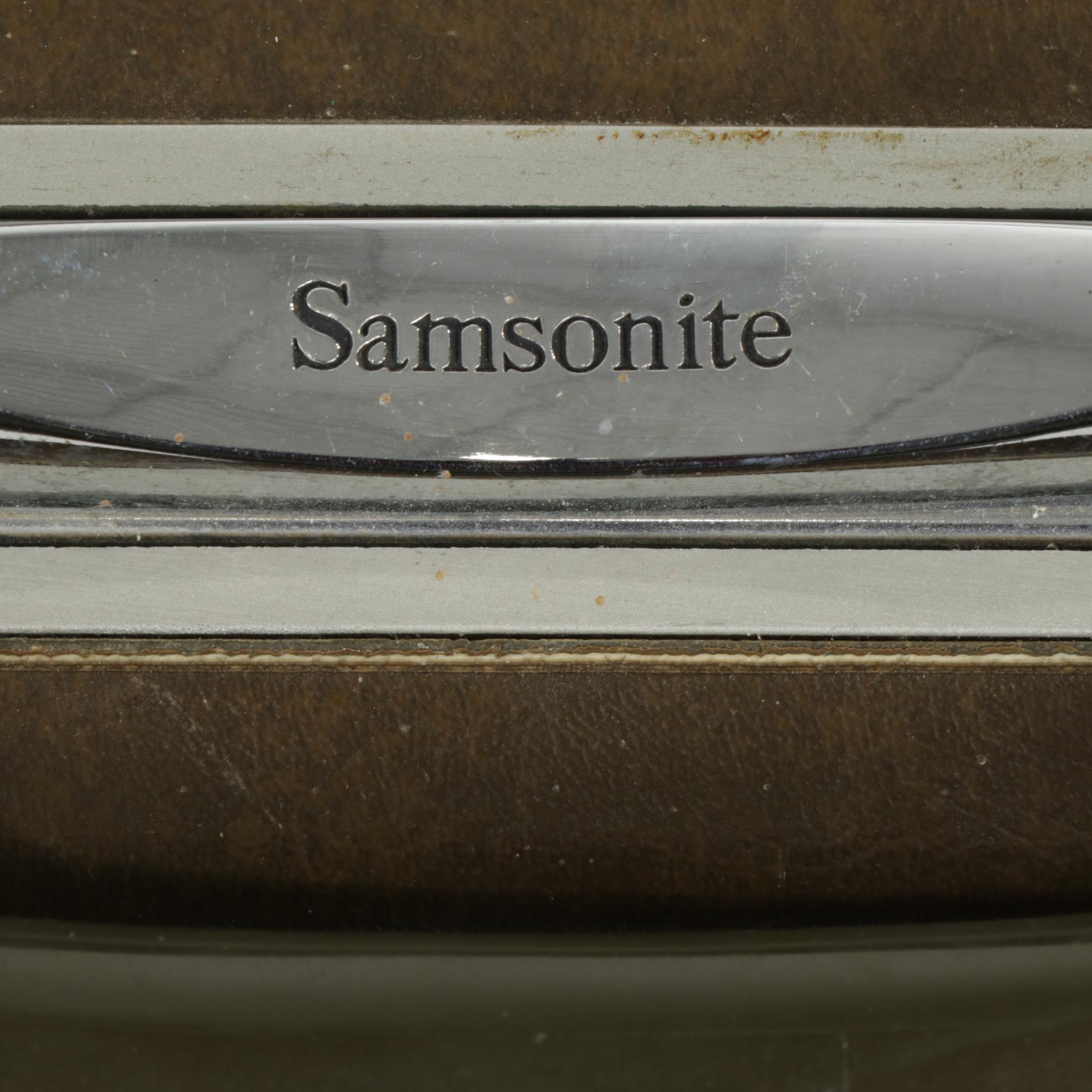 Samsonite Leather Luggage Bag and Samsonite Briefcase, Mid to Late 20th Century