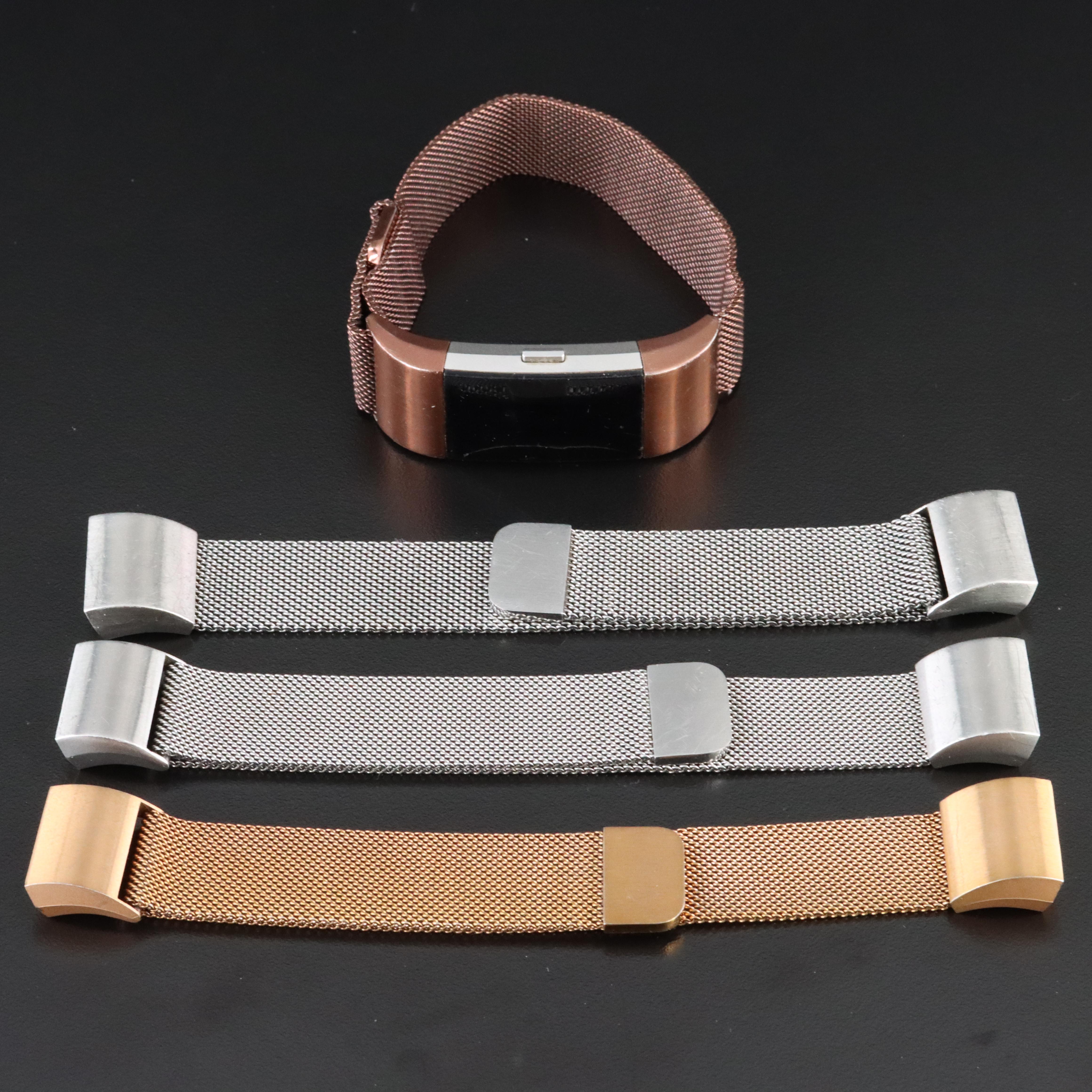 Fitness Tracker Stainless Steel Watch with Extra Mesh Bands