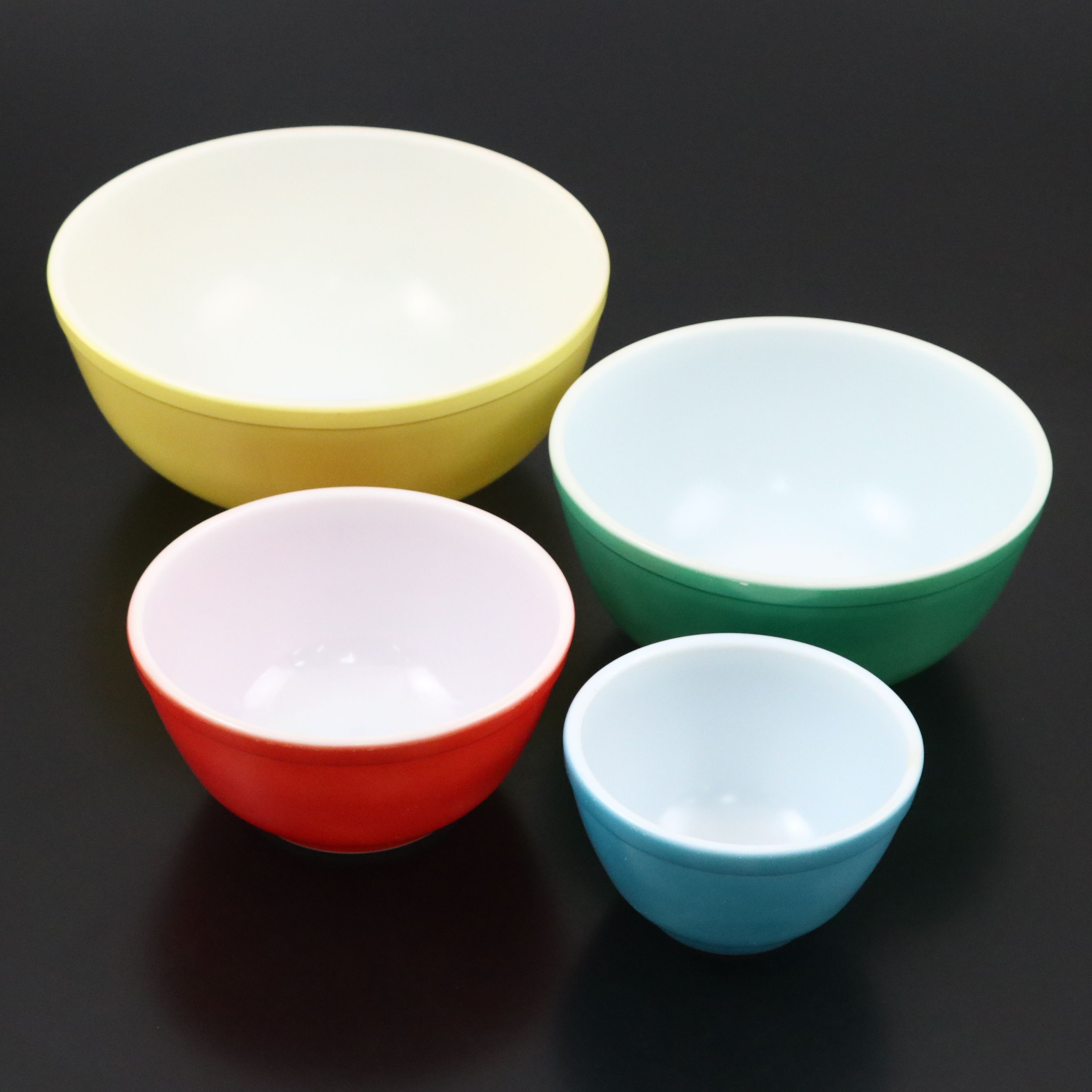 Pyrex "Primary Colors" Glass Nesting Mixing Bowls, 1946-1977