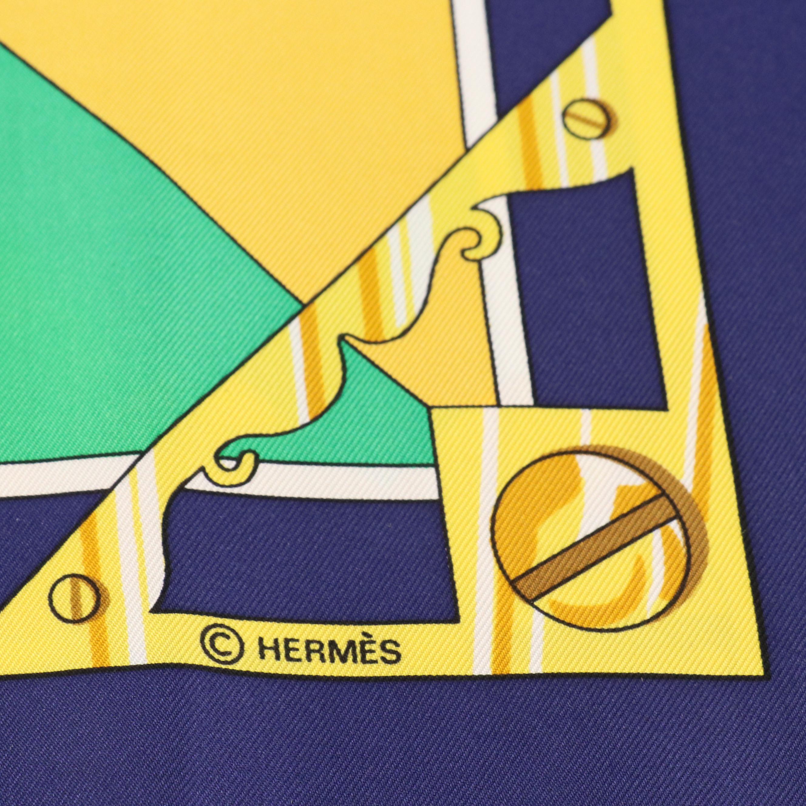 Hermès "Sextants" Silk Twill Scarf 90