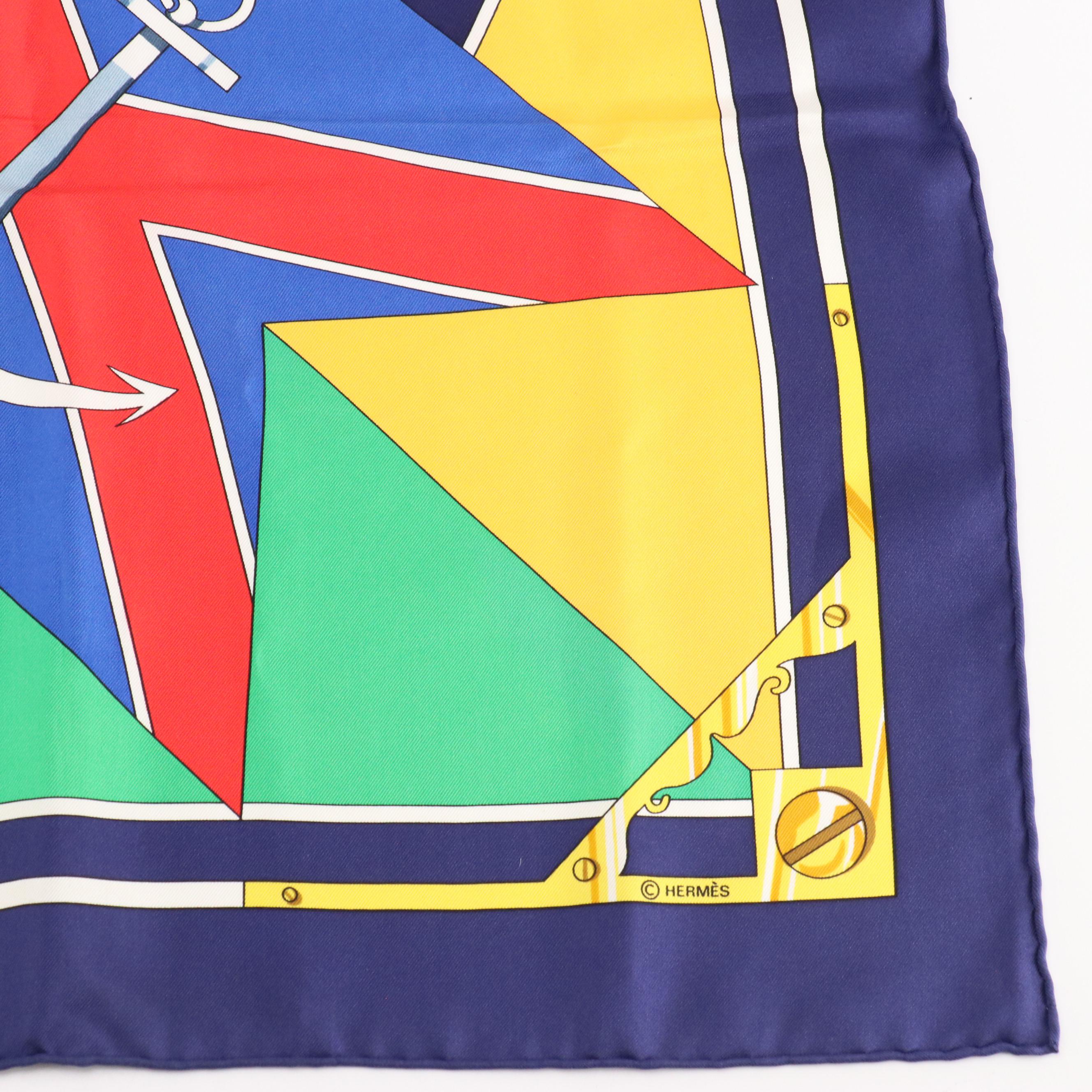 Hermès "Sextants" Silk Twill Scarf 90
