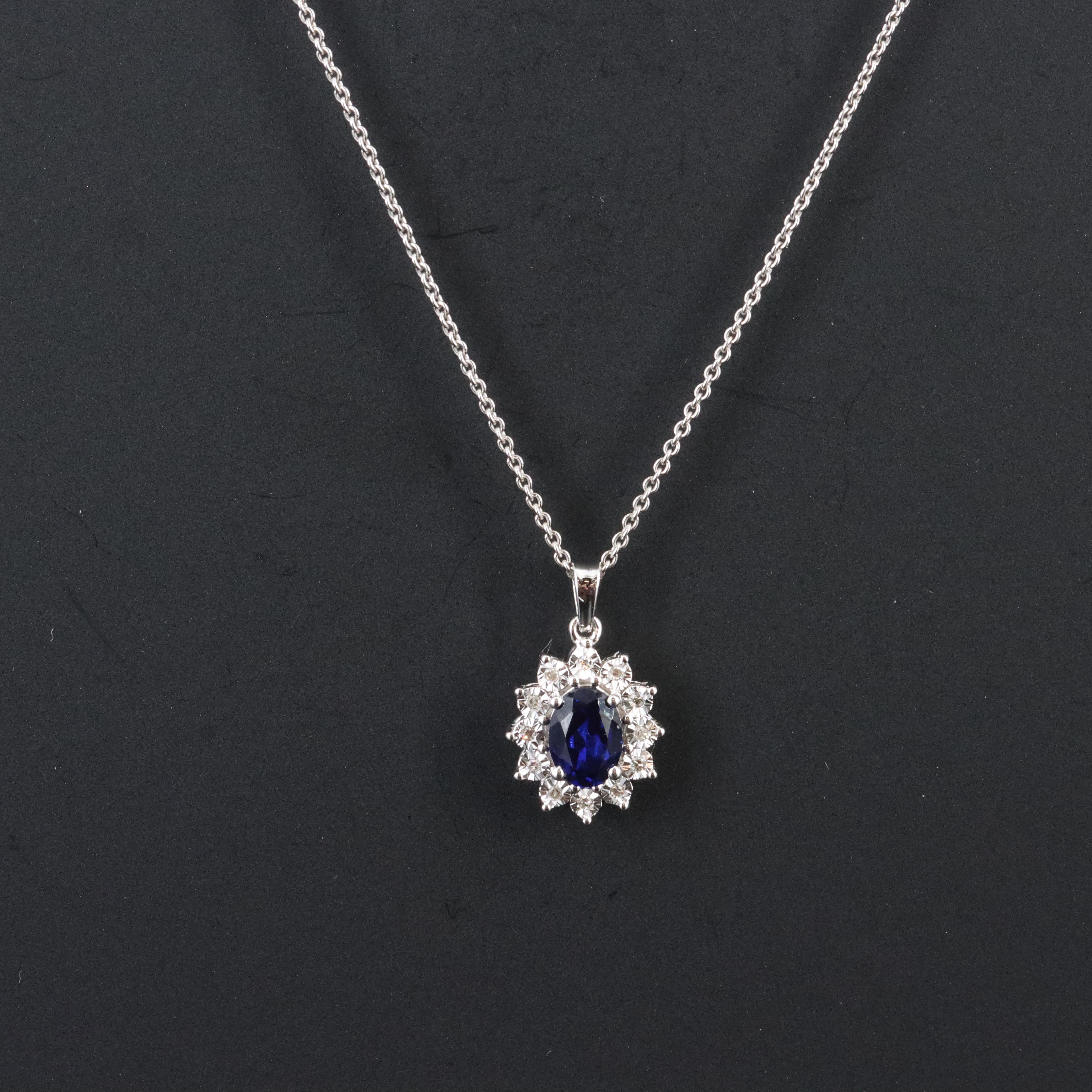 Sterling Sapphire and Diamond Necklace