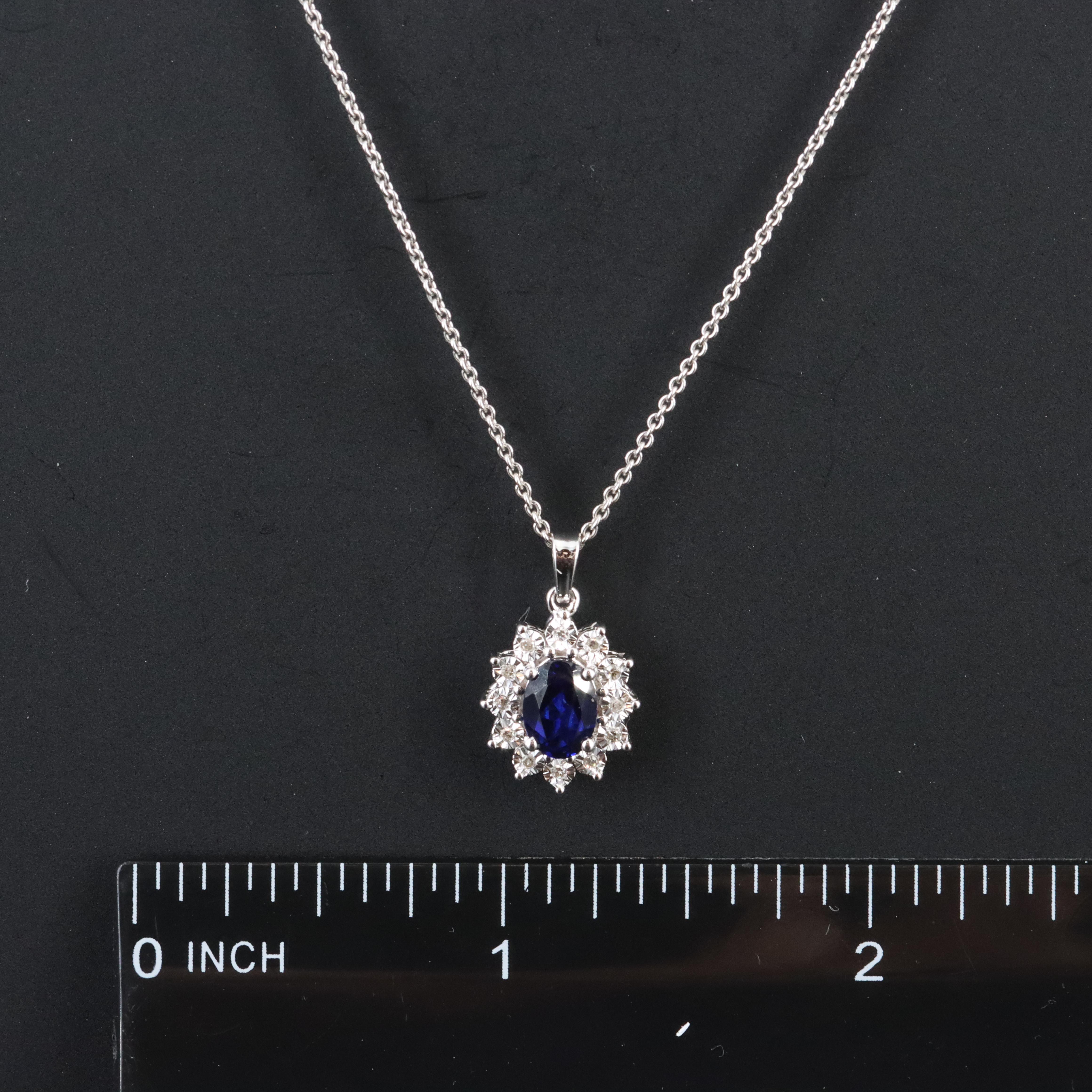Sterling Sapphire and Diamond Necklace