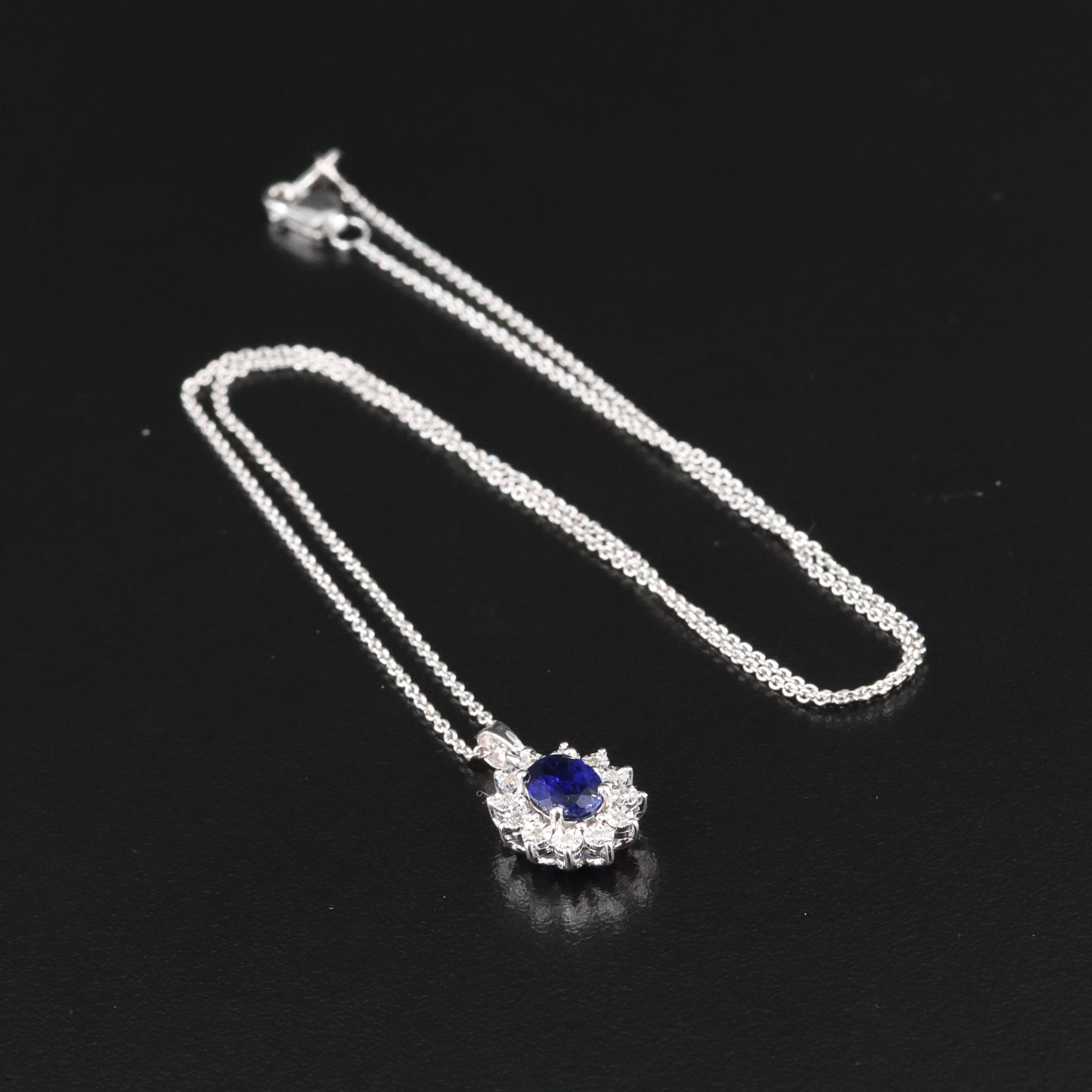 Sterling Sapphire and Diamond Necklace