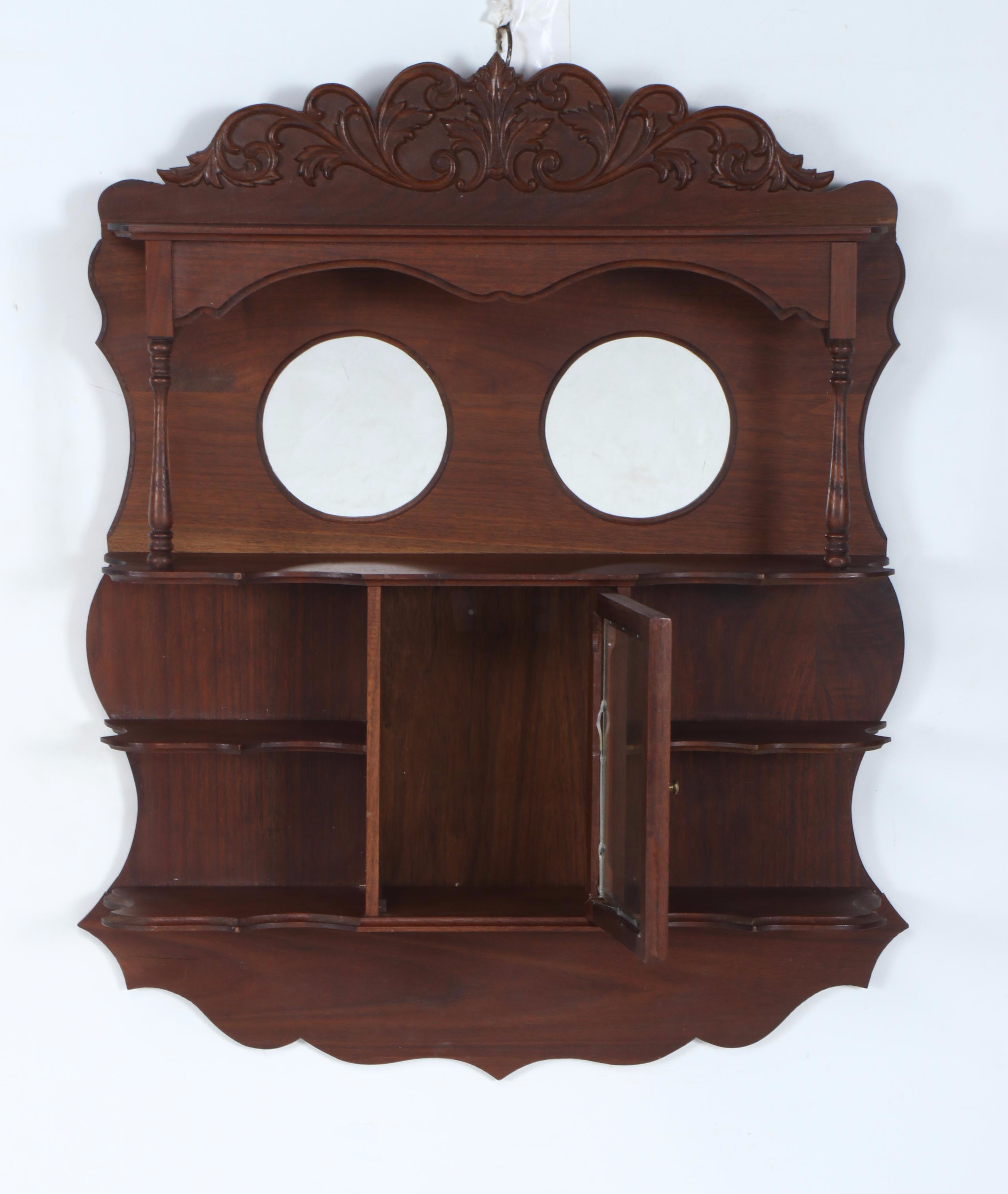 Victorian Style Wood Wall Hanging Shelf with Mirrors