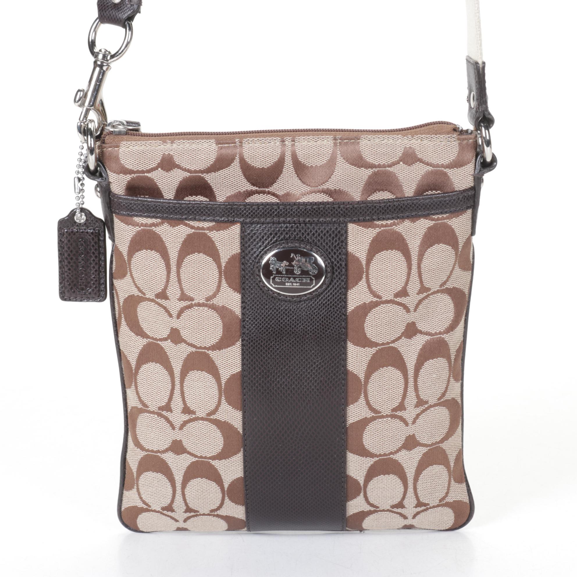 Coach Canvas Swingpack Crossbody with Coach Poppy Zip Wristlet Pouch