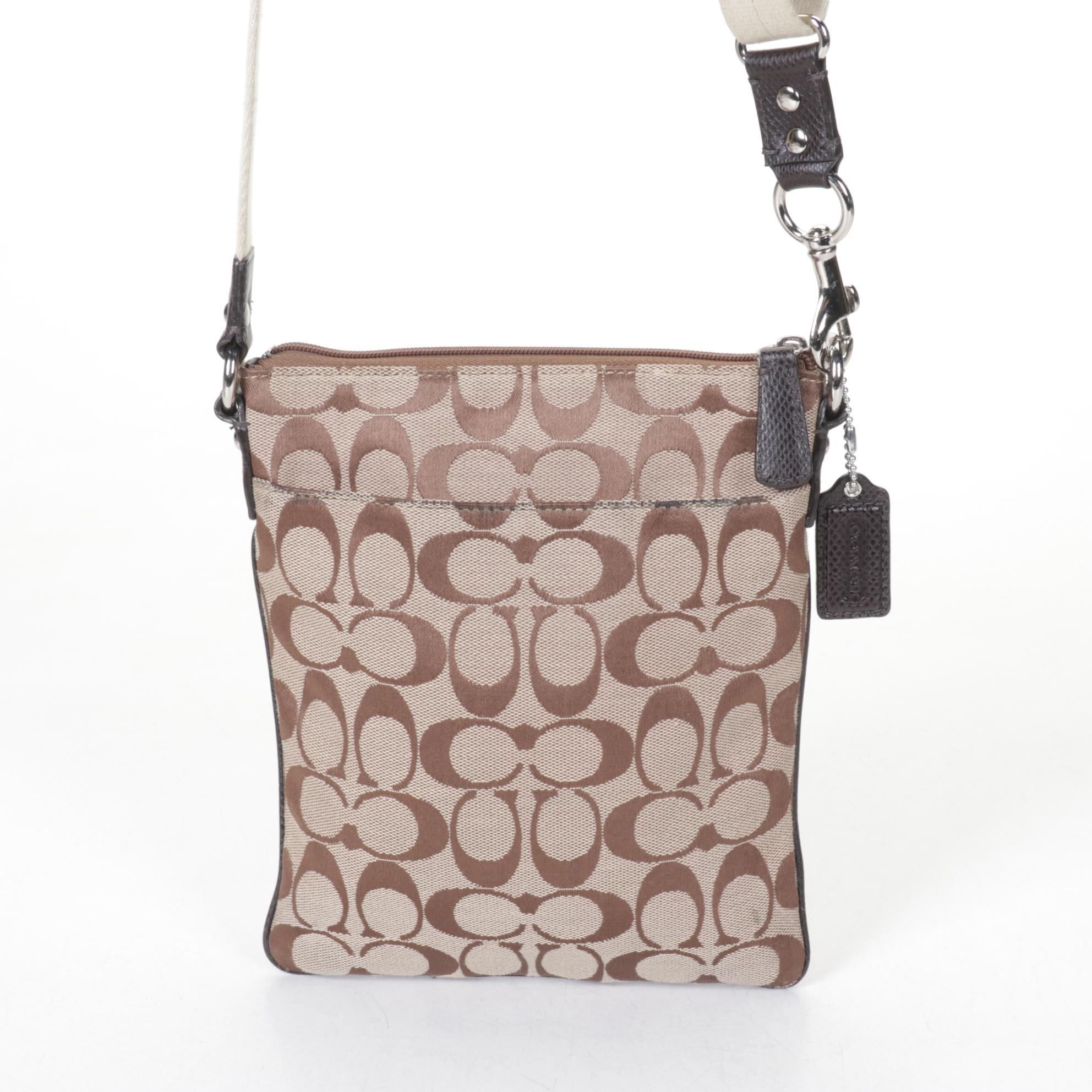 Coach Canvas Swingpack Crossbody with Coach Poppy Zip Wristlet Pouch