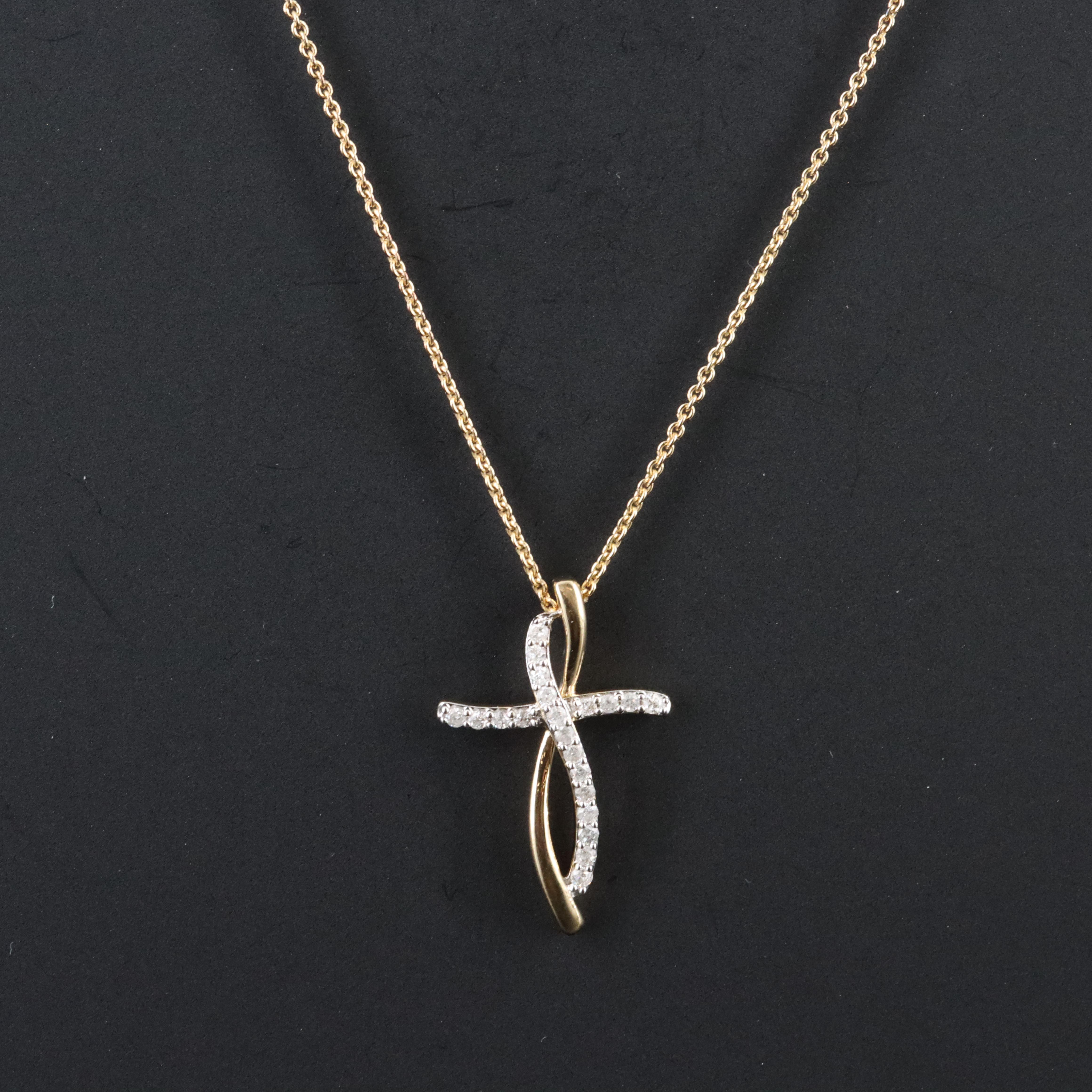 Sterling Diamond Cross Pendant Necklace