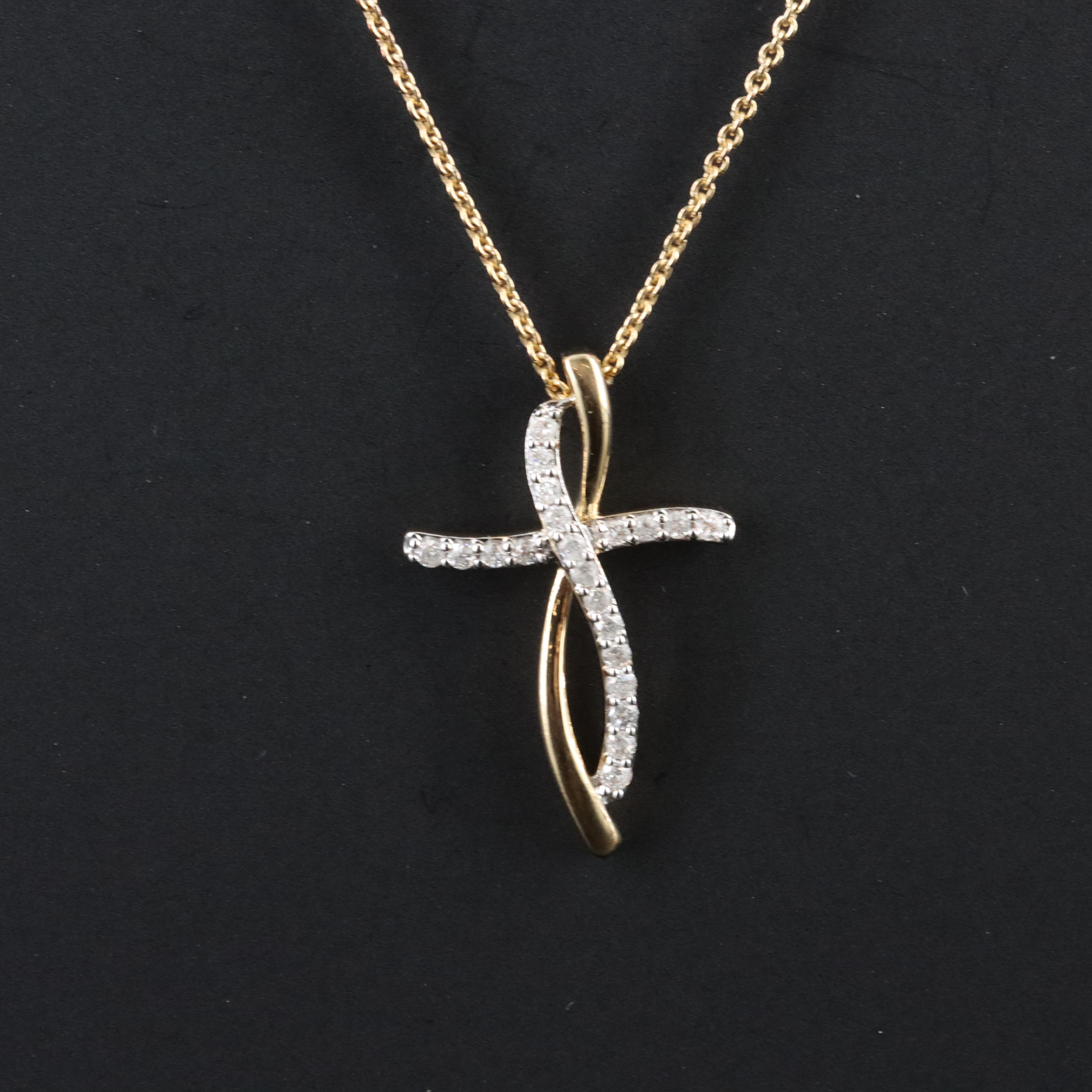 Sterling Diamond Cross Pendant Necklace